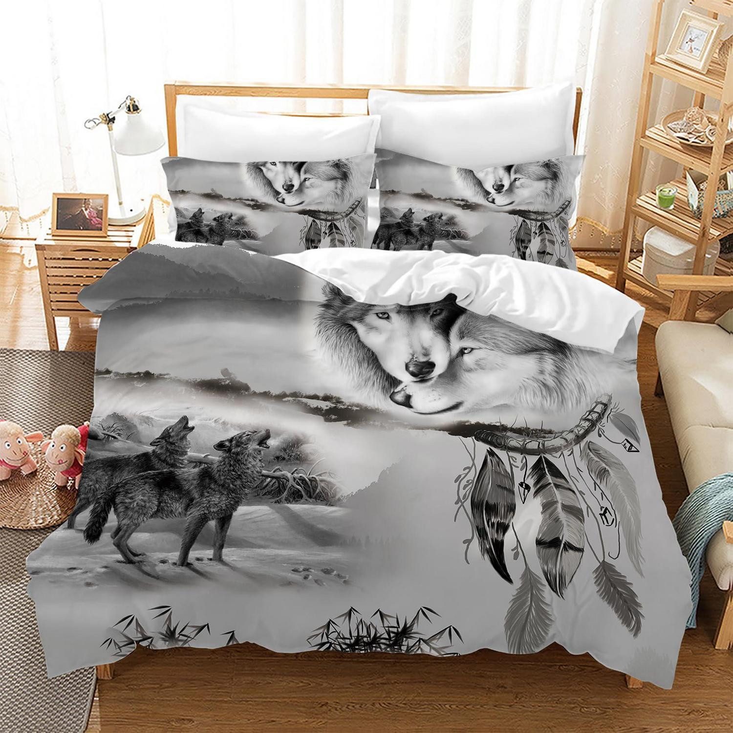 LuxusKollektion Jugendbettwäsche Bettwäsche Set Wolf 5 200x200cm