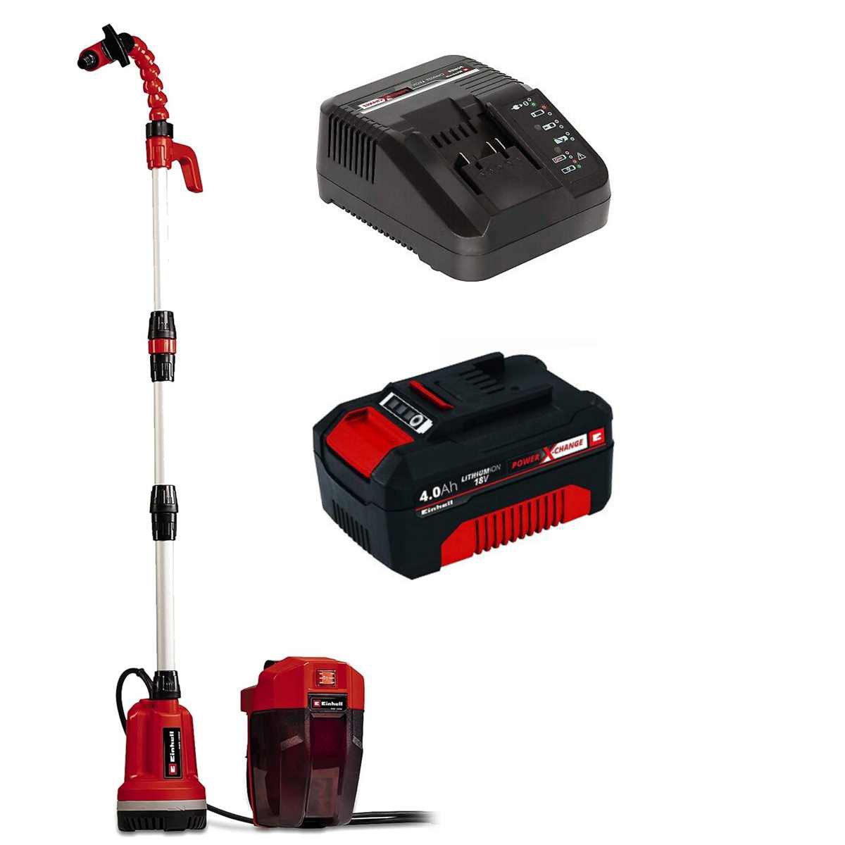 Einhell Regenfasspumpe GE-PP 18 RB Li 18V (mit Akku 4.0 Ah / Ladegerät) Power X-Change