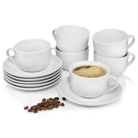 SÄNGER Kaffeeservice New Port Kaffeetassen Set, Weiß (12-tlg), 6 Personen, Porzellan, 250 ml