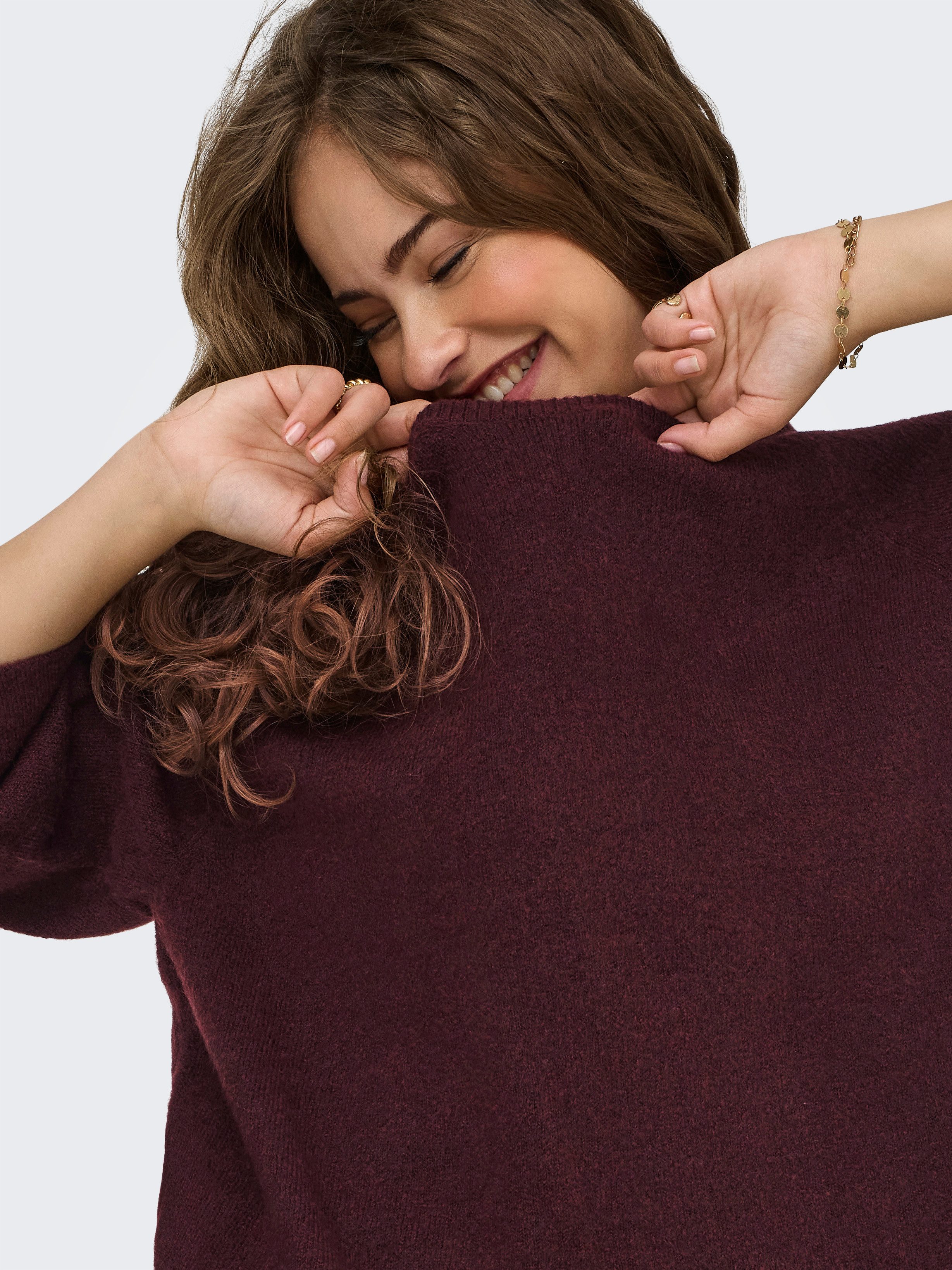 ONLY Strickpullover ONLSIMONI 3/4 PULLOVER KNT NOOS Materialmix, regular fit
