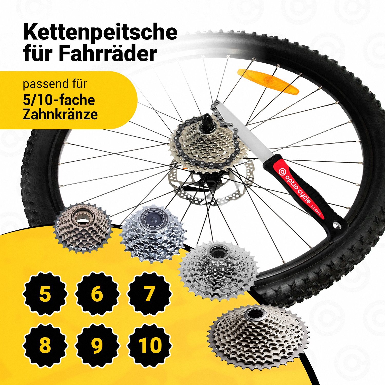 Optio Cycle bicycle tool set, chain whip, bicycle cassette remover