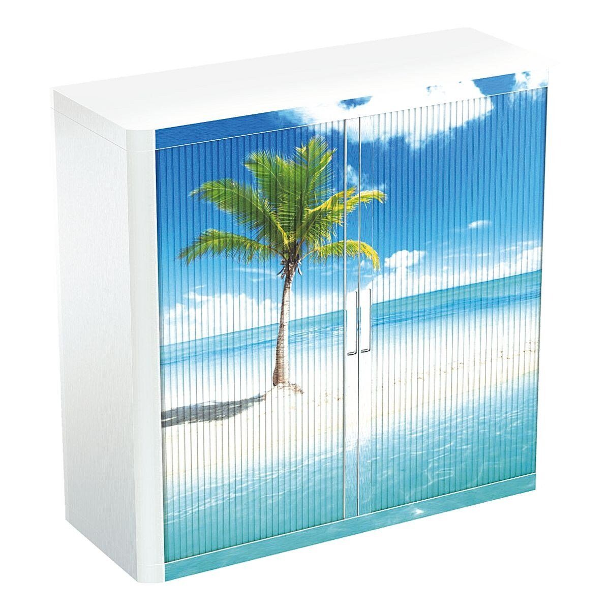 EASYOFFICE Rollladenschrank Palme am Strand Lamellen günstig online kaufen