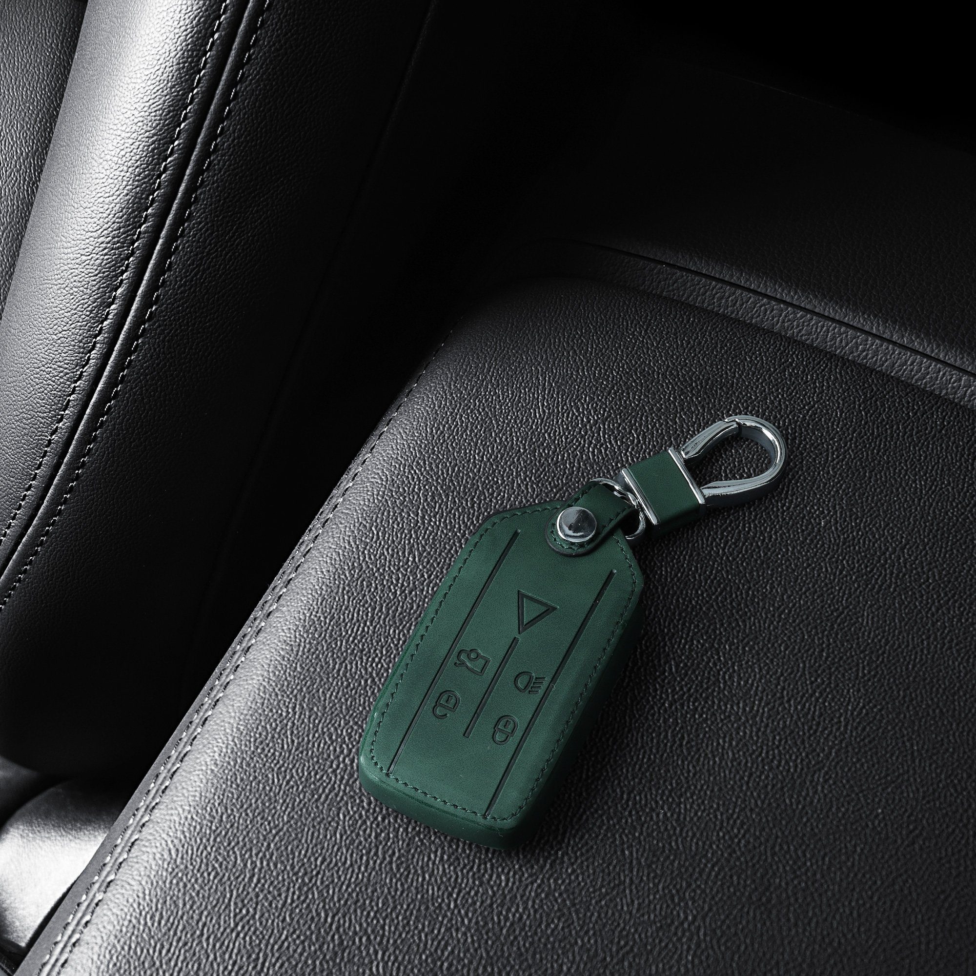 für - Cover Hülle Schlüsseltasche kwmobile Autoschlüssel Schlüsselhülle Dunkelgrün Schutzhülle Kunstleder Jaguar, Nubuklederoptik