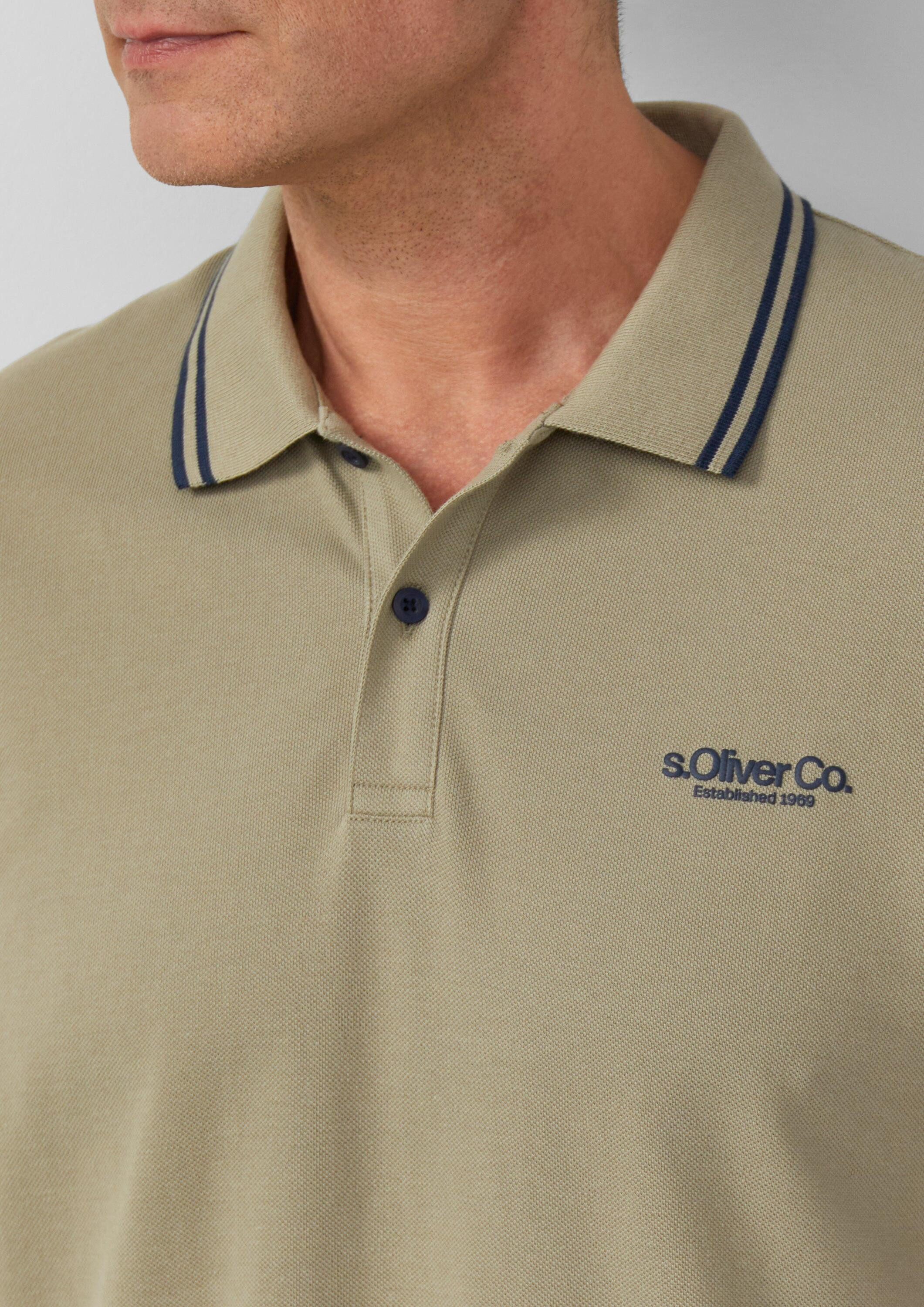 s.Oliver Kurzarmshirt Polo-Shirt Piqué-Poloshirt mit Kontrastdetails und Logo
