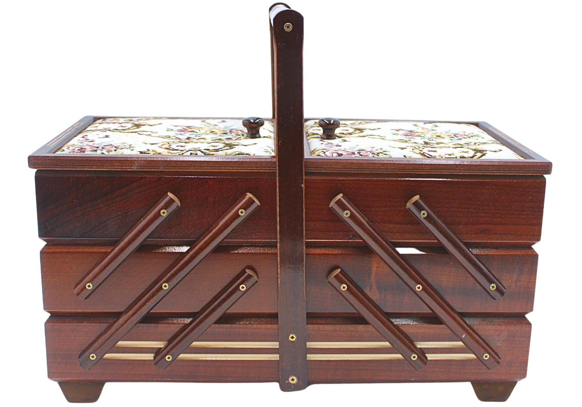 Dekohelden24 Nähkorb Hochwertiger Nähkasten, Nähkästchen aus Furnierholz mi günstig online kaufen