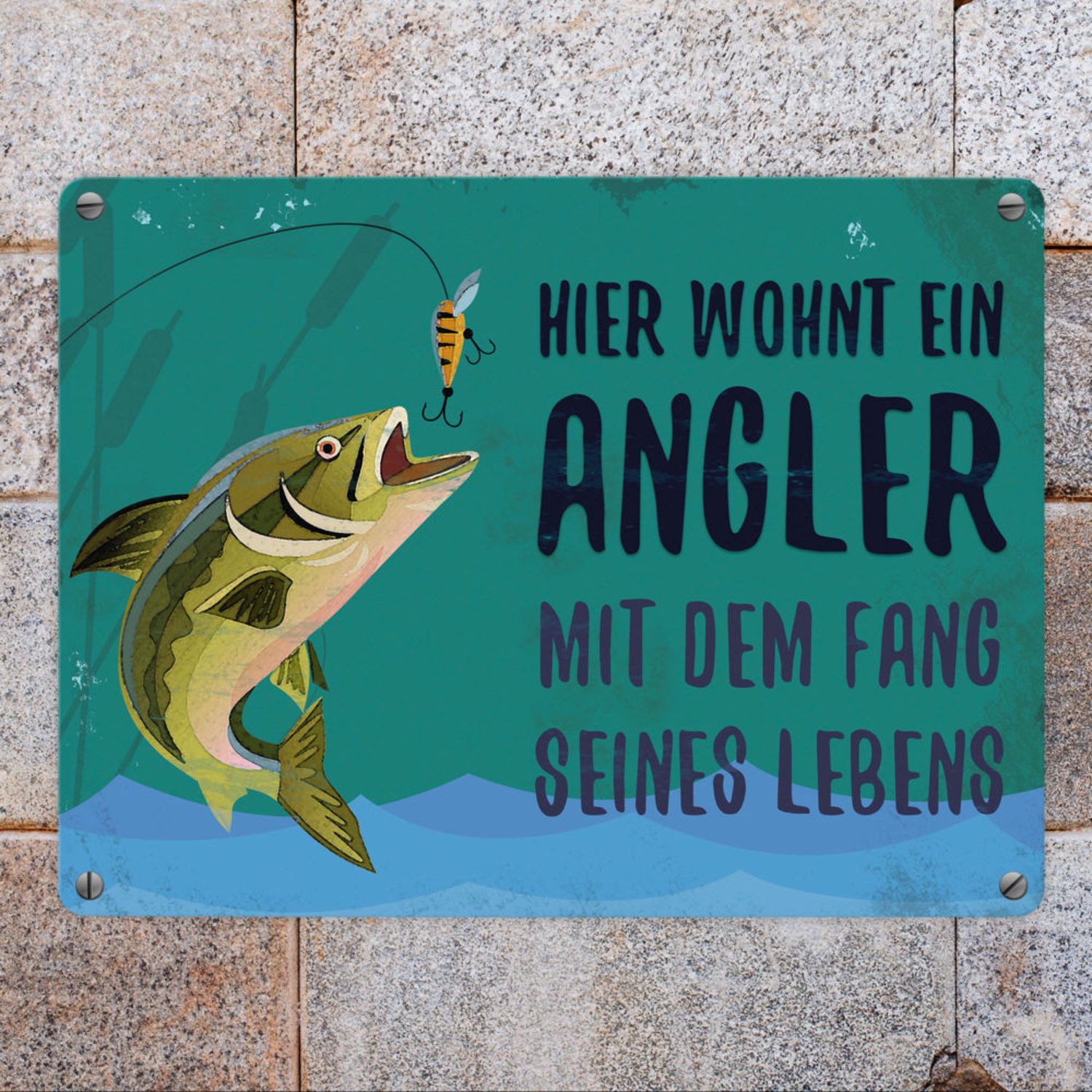 speecheese Metallschild Metallschilder und Spruch: Hier wohnt ein Angler Me günstig online kaufen