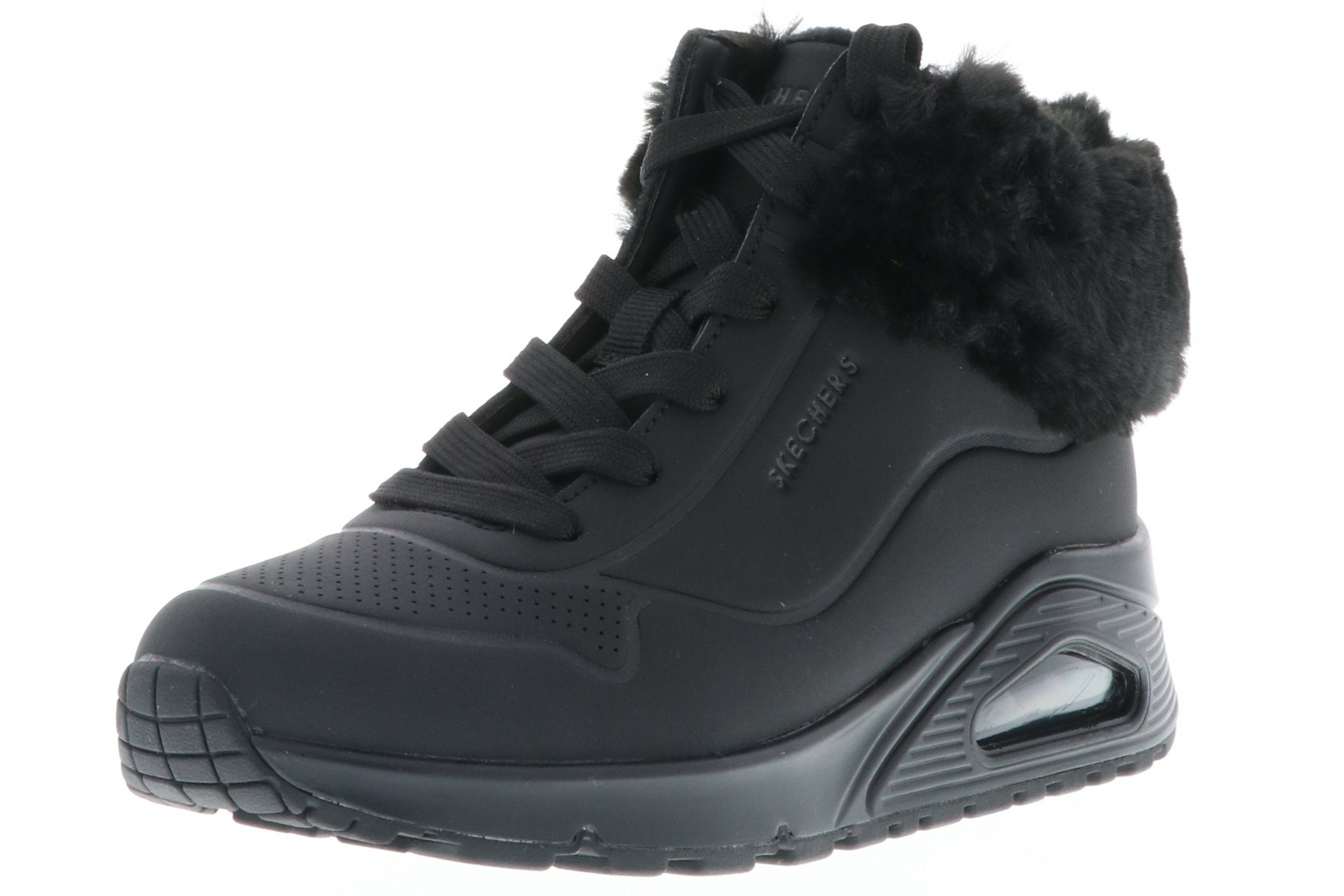 Skechers 310539L/BBK Uno-Fall Air Black Sneaker atmungsaktiv Luftkissendämpfung sichtbare Perforierung, durch