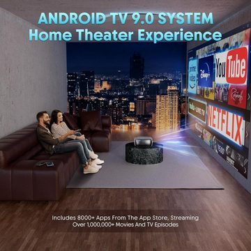 XJ-HOME Full HD, 4K Heimkino Autofokus/Trapezkorrektur, 5G WiFi Bluetooth Portabler Projektor (25000 lm, 25000:1, 1920*1080 px, Kompatibel mit Smartphone/Laptop/TV Stick/HDMI)