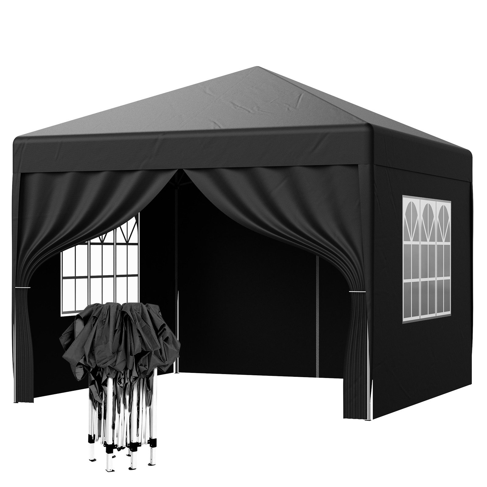 loefme Faltpavillon 2x2m / 3x3m, mit 4 Seitenteilen, Gartenpavillon mit 4 seitenteilen, höhenverstellbar,mit Tragetasche