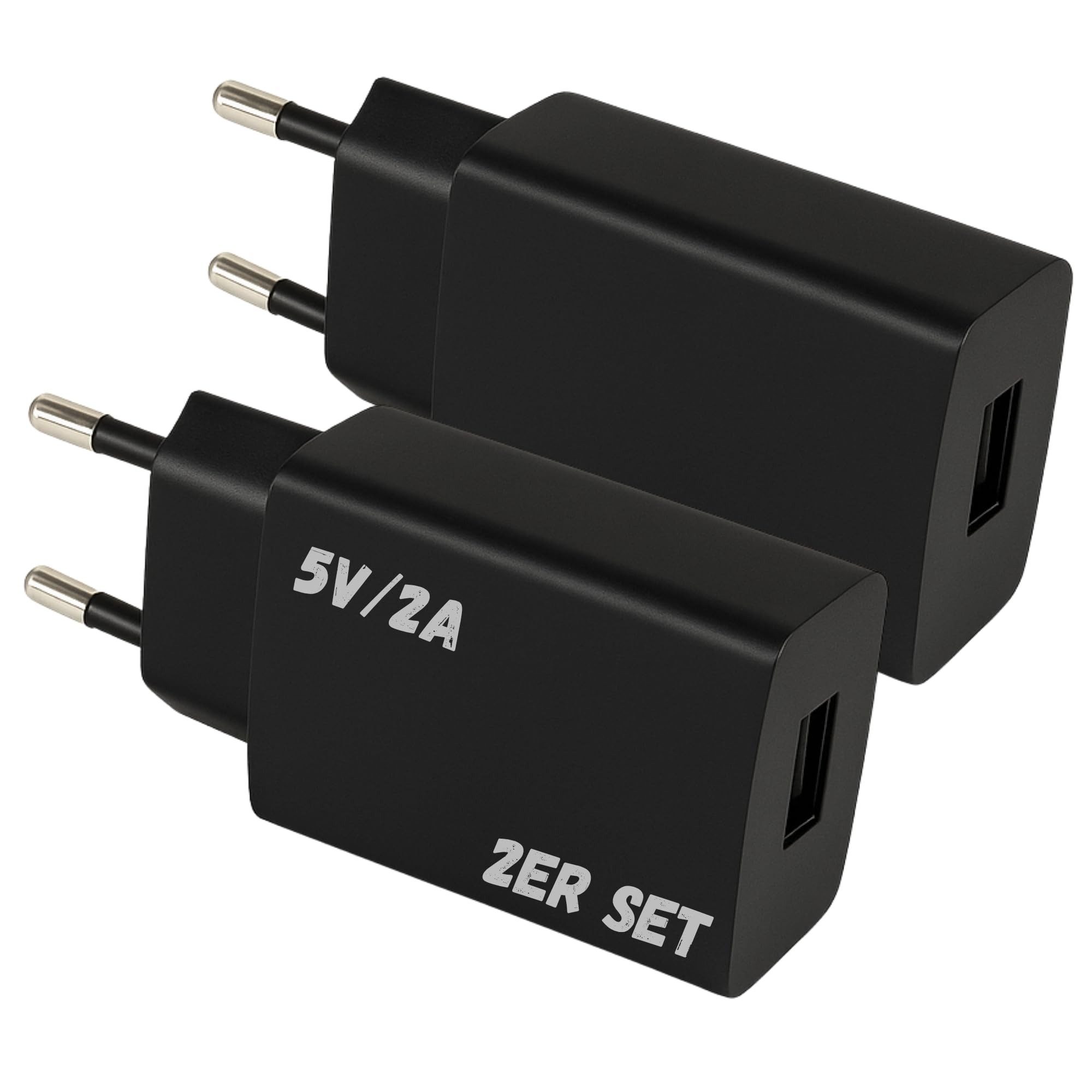 TronicXL 2X USB Netzteil Netzgerät Ladegerät 2A 5V 10W Steckernetzteil Handys USB-Ladegerät (2-tlg., USB-A Buchse für Handy Ladekabel Smartphone schwarz)