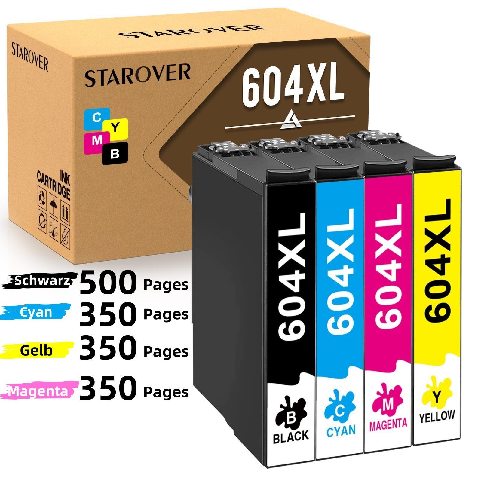 STAROVER 604 XL für EPSON 604XL Multipack XP-2200 XP-2205 XP-3200 XP-3205 Tintenpatrone (XP-4200 XP-4205, WorkForce WF-2910DWF WF-2930DWF WF-2935DWF WF-2950DWF)
