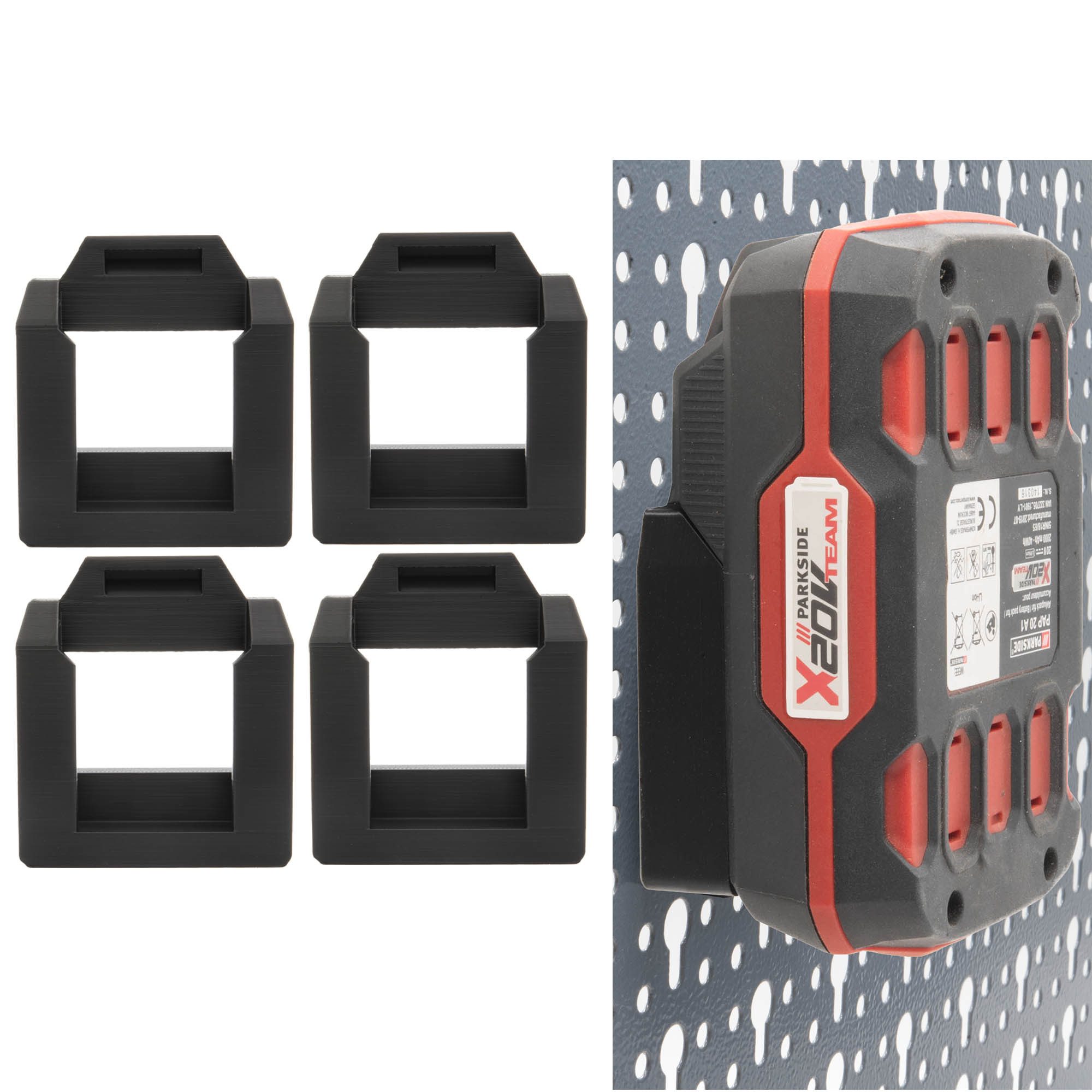 TSB Werk Werkzeughalter Akku Halter für Parkside 20V für Küpper Lochwand, 4-tlg., Halterung, Wandhalterung, Lidl