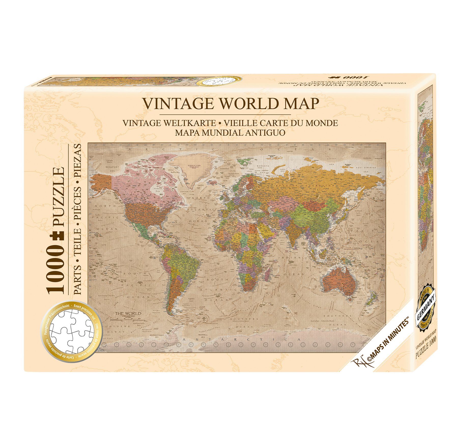 Close Up Spiel Vintage Weltkarte Puzzle 1000 Teile, MAPS IN MINUTES