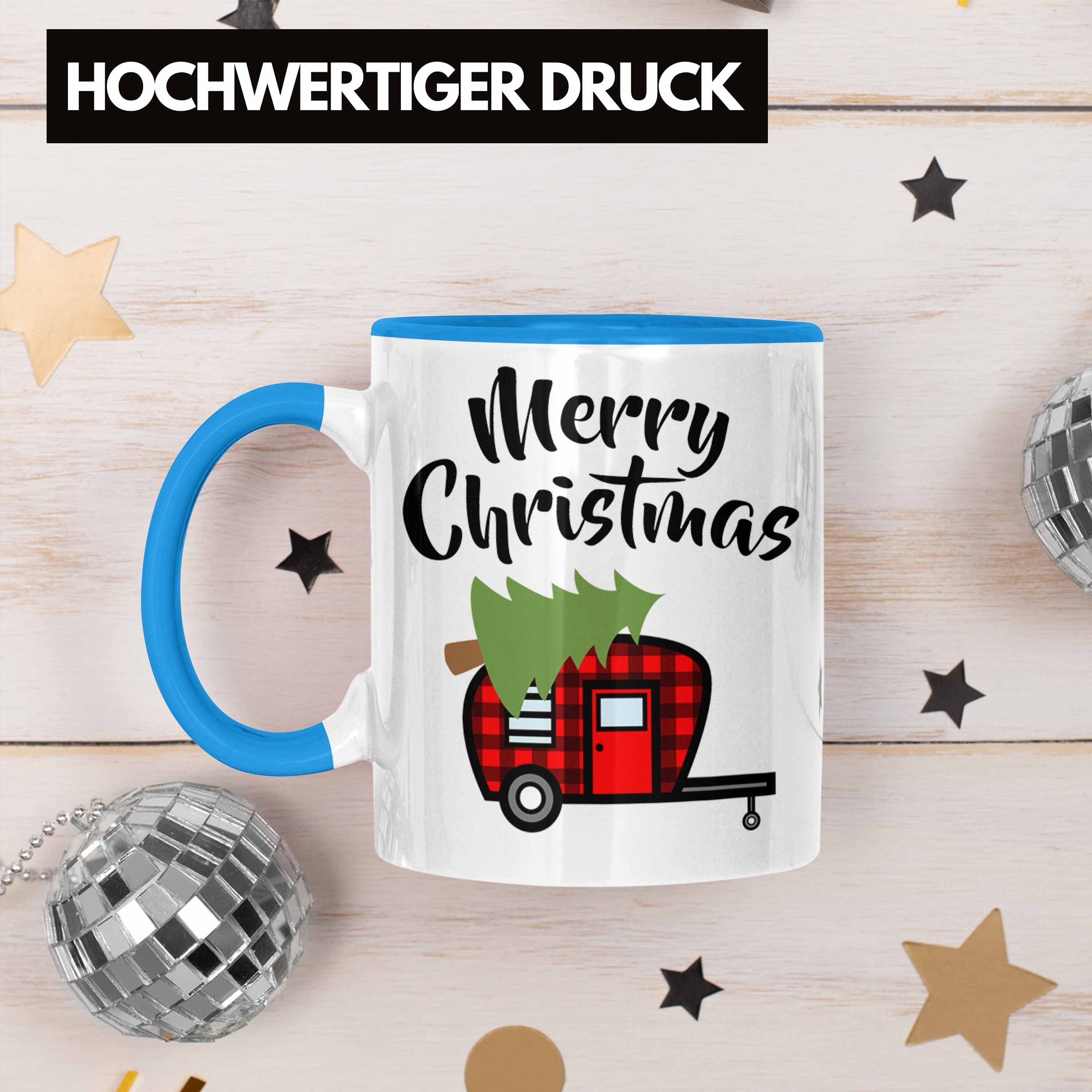 Weihnachtstasse Trendation Geschenk Jungen Weihnachten Lustig - Merry Lebkuchen Tasse Kinder Jungs Tasse Grafik Mädchen Trendation Cute Becher Blau Christmas