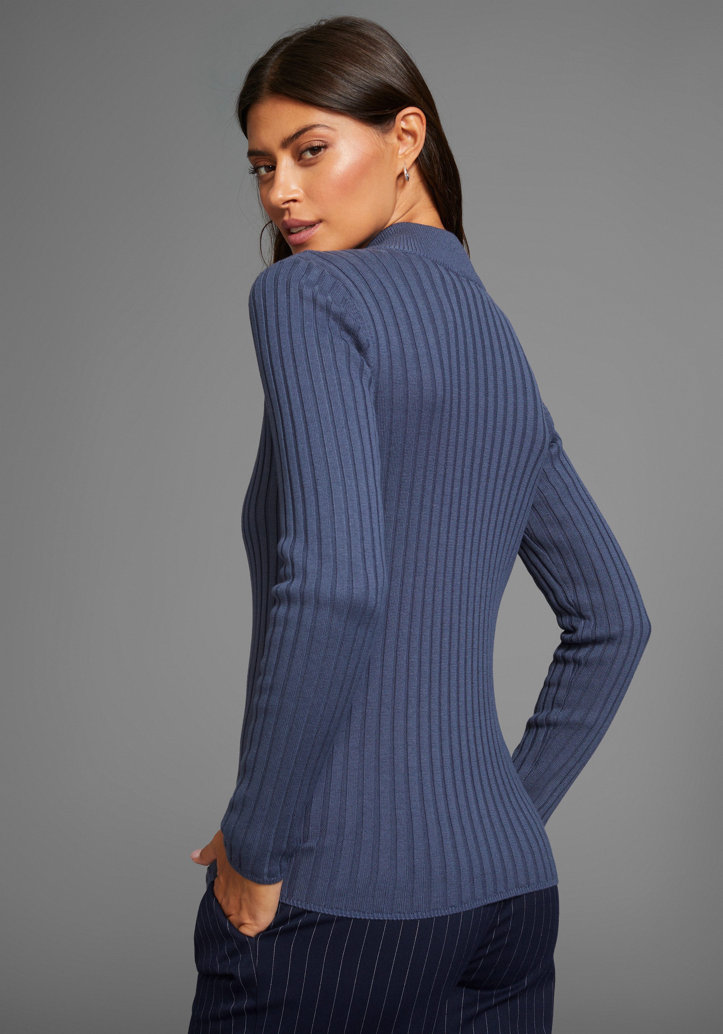 Laura Scott Strickjacke in Rippstrick mit Zipper günstig online kaufen