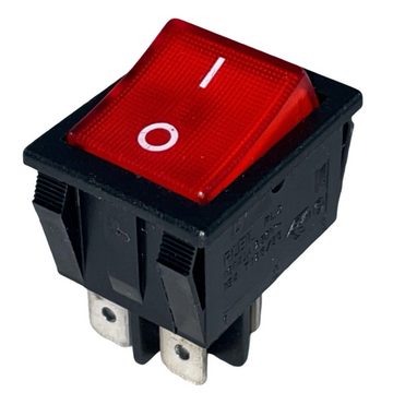 EVE Lichtschalter Wipp Schalter Wippschalter 2 pol 4 Kontakte 250V 16A rot beleuchtet