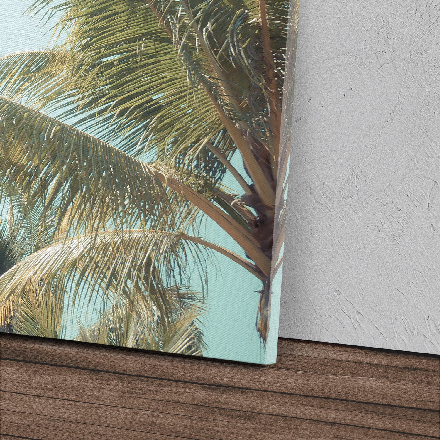 Sinus Art Leinwandbild Kunstdruck Bilder 120x60cm Karibik Palmen Sommer Son günstig online kaufen