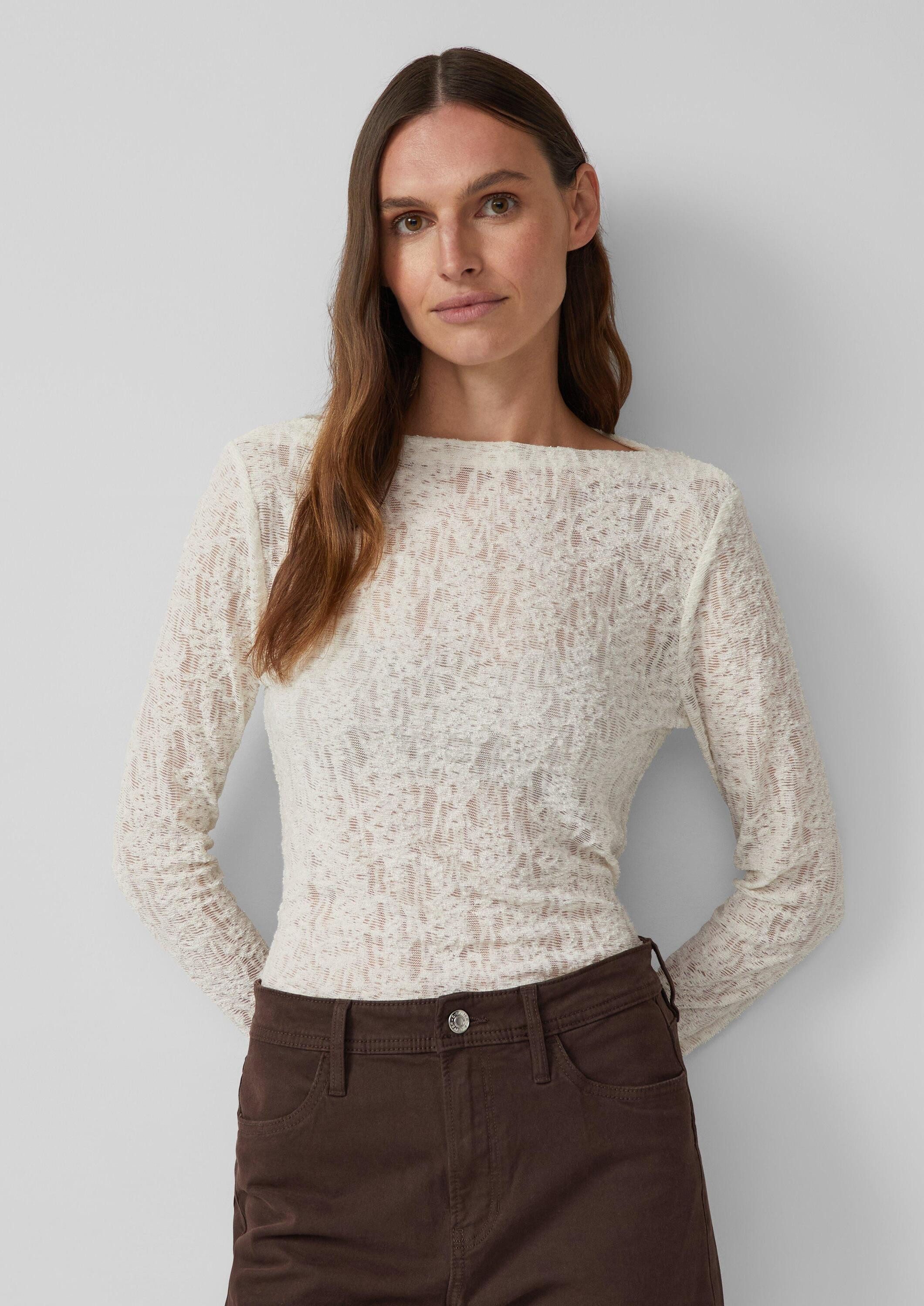 s.Oliver Langarmshirt T-Shirt Semitransparentes Langarmshirt aus weicher Je günstig online kaufen