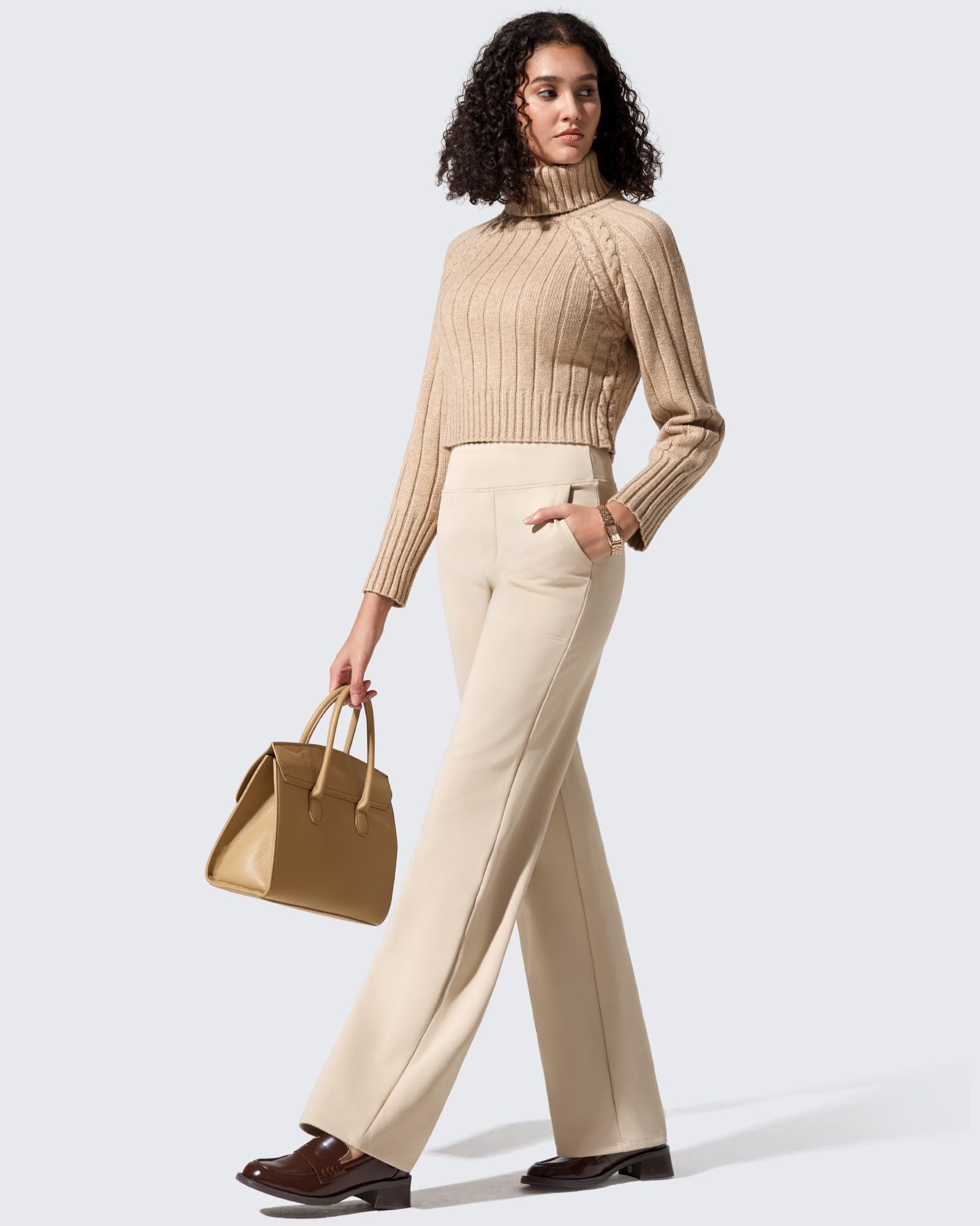 G4Free Palazzohose Damen Palazzohose Weites Bein Mit Taschen Jogginghose weites Bein, Winter-Arbeitshose, elegant, lässig