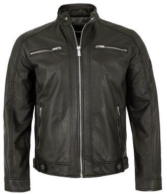 Lederjacken24 Lederjacke Smudo Herren Echtleder Lederjacke Kapuze Lammnappa schwarz