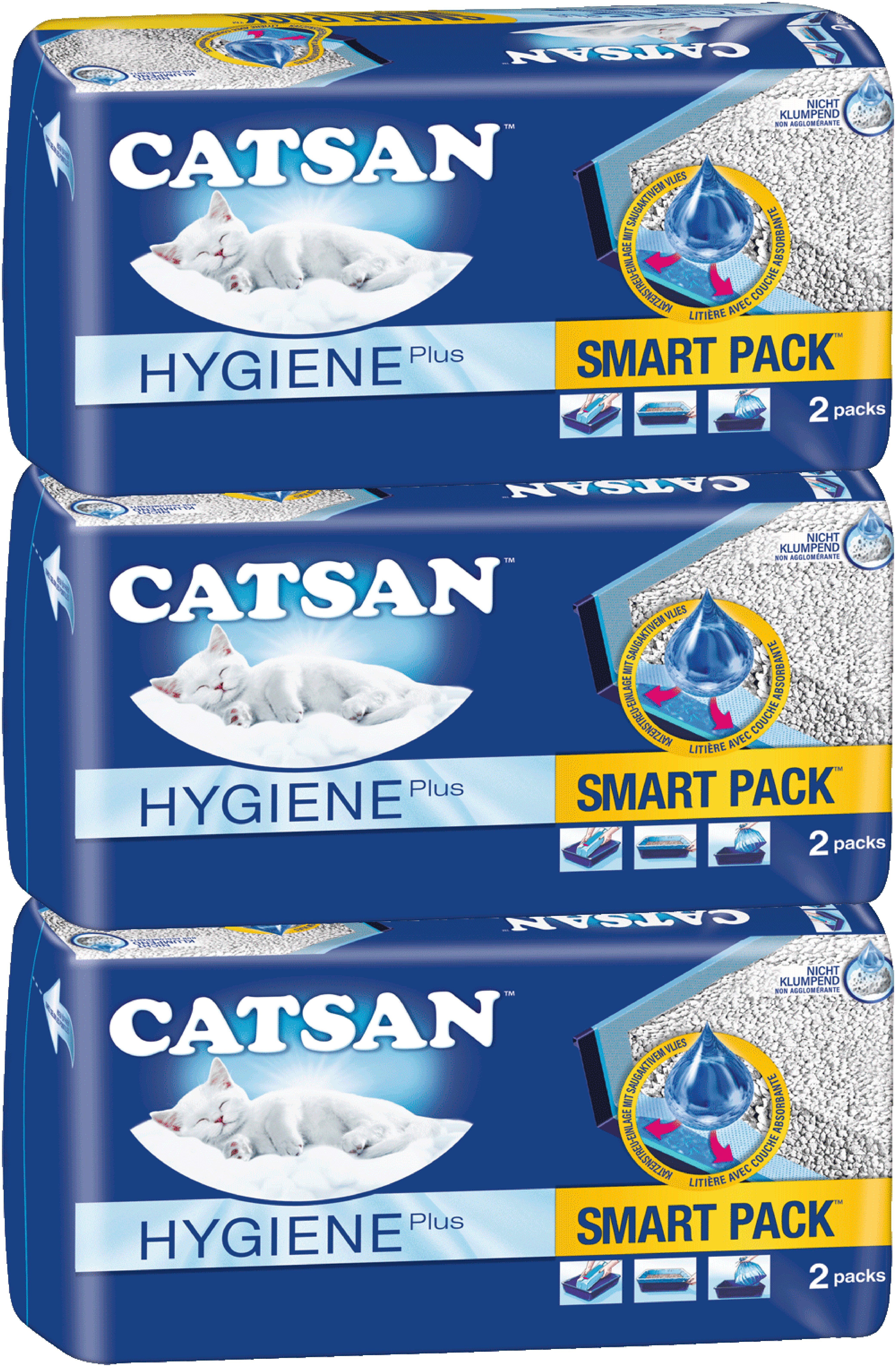 CATSAN Katzenstreu CATSAN® Hygiene Plus SMART PACK 3 x 2 x 4l