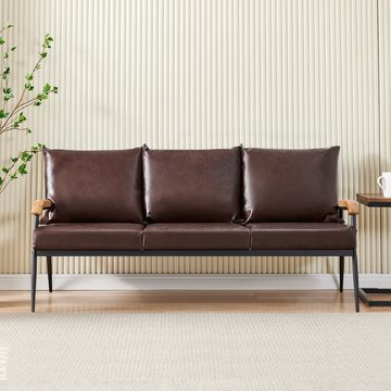 CLIPOP Sofa 3-Sitzer Sofa, Kunstleder Weiches Lounge Sofa
