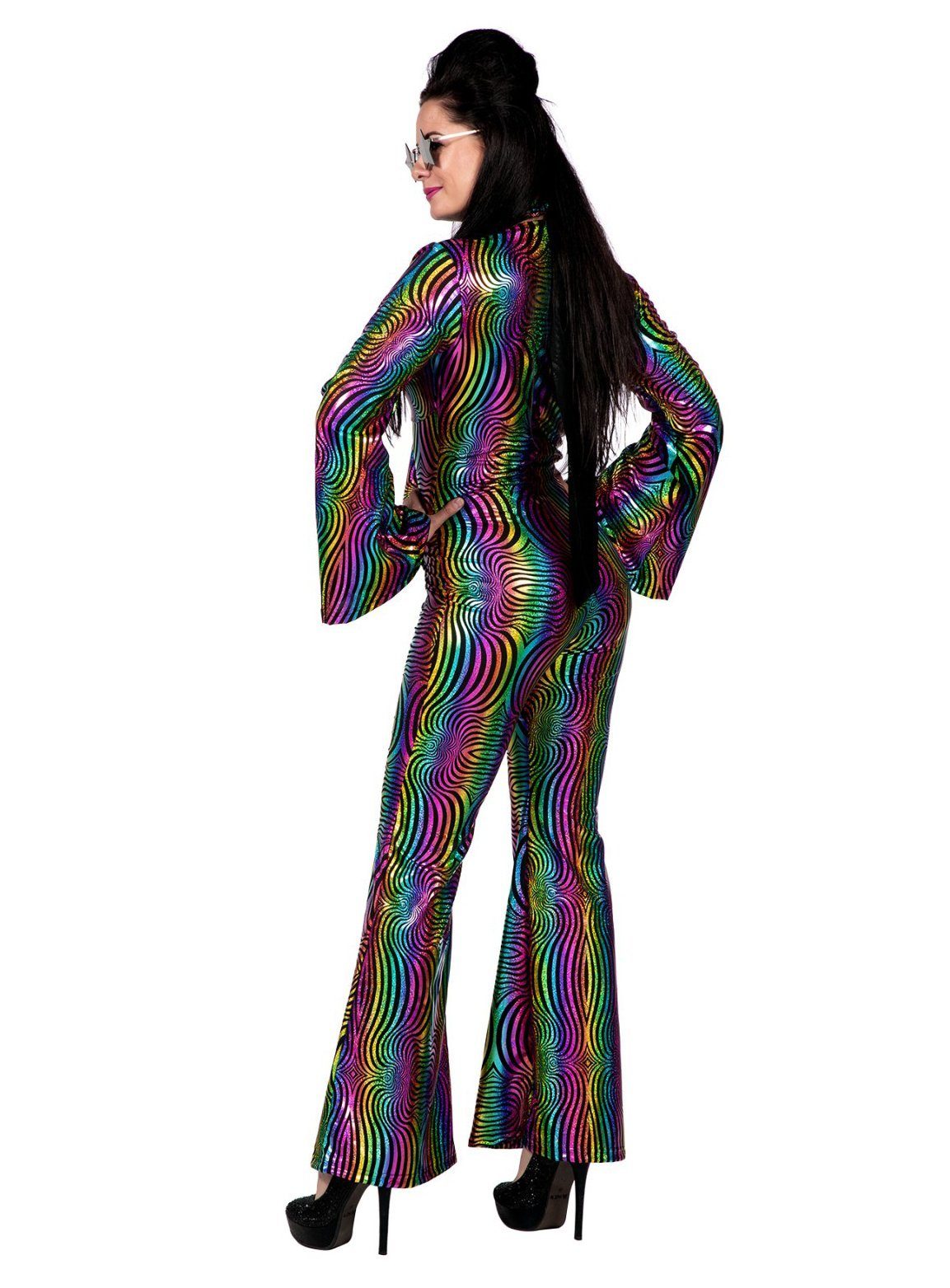 Metamorph Kostüm Psychedelischer Disco Catsuit, Dieser 70er Disco Dress macht schon beim Anblick high!