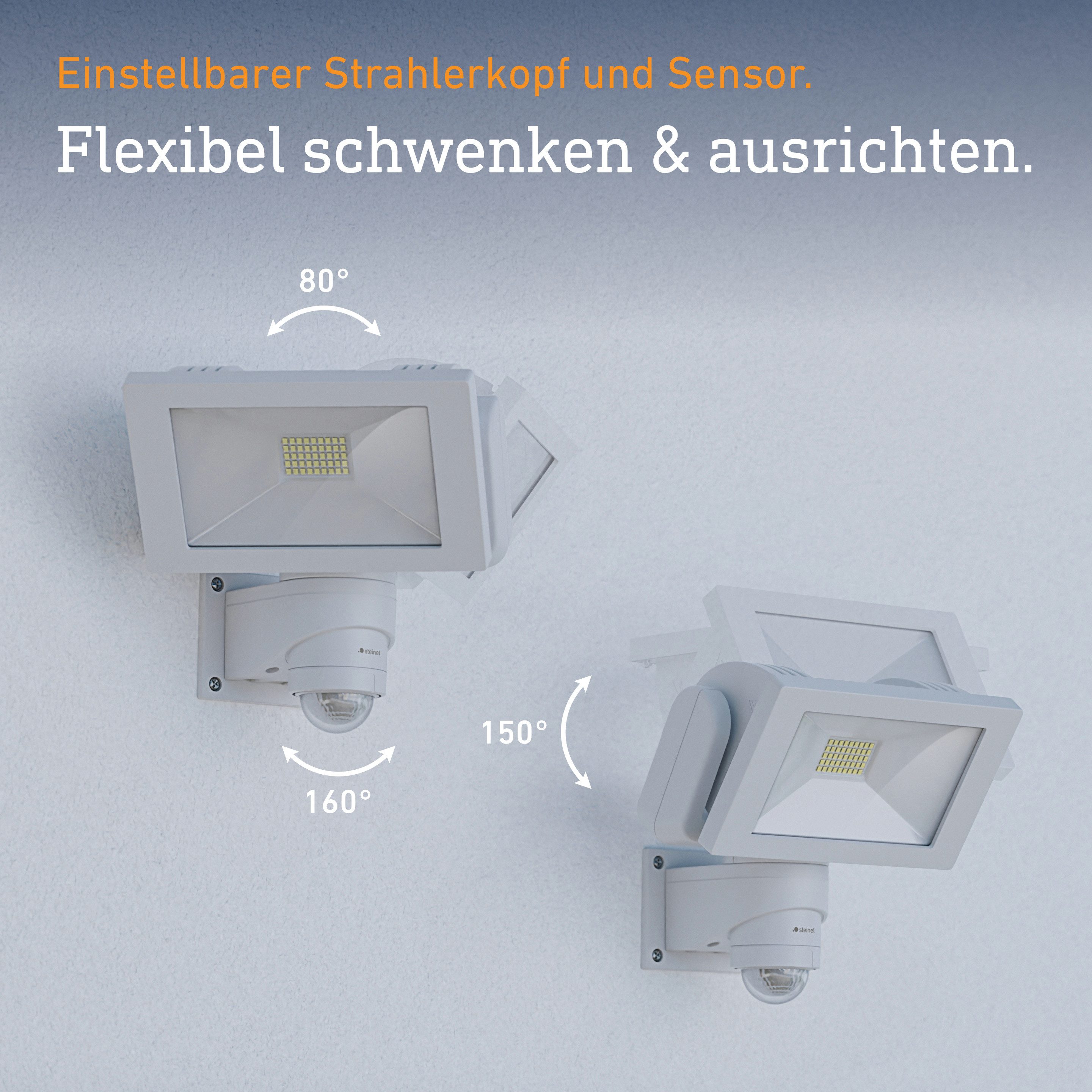 steinel LED Wandstrahler LS 300, mit Bewegungsmelder, LED fest integriert, Neutralweiß, 29,5 W, schwenkbar, neutralweiß