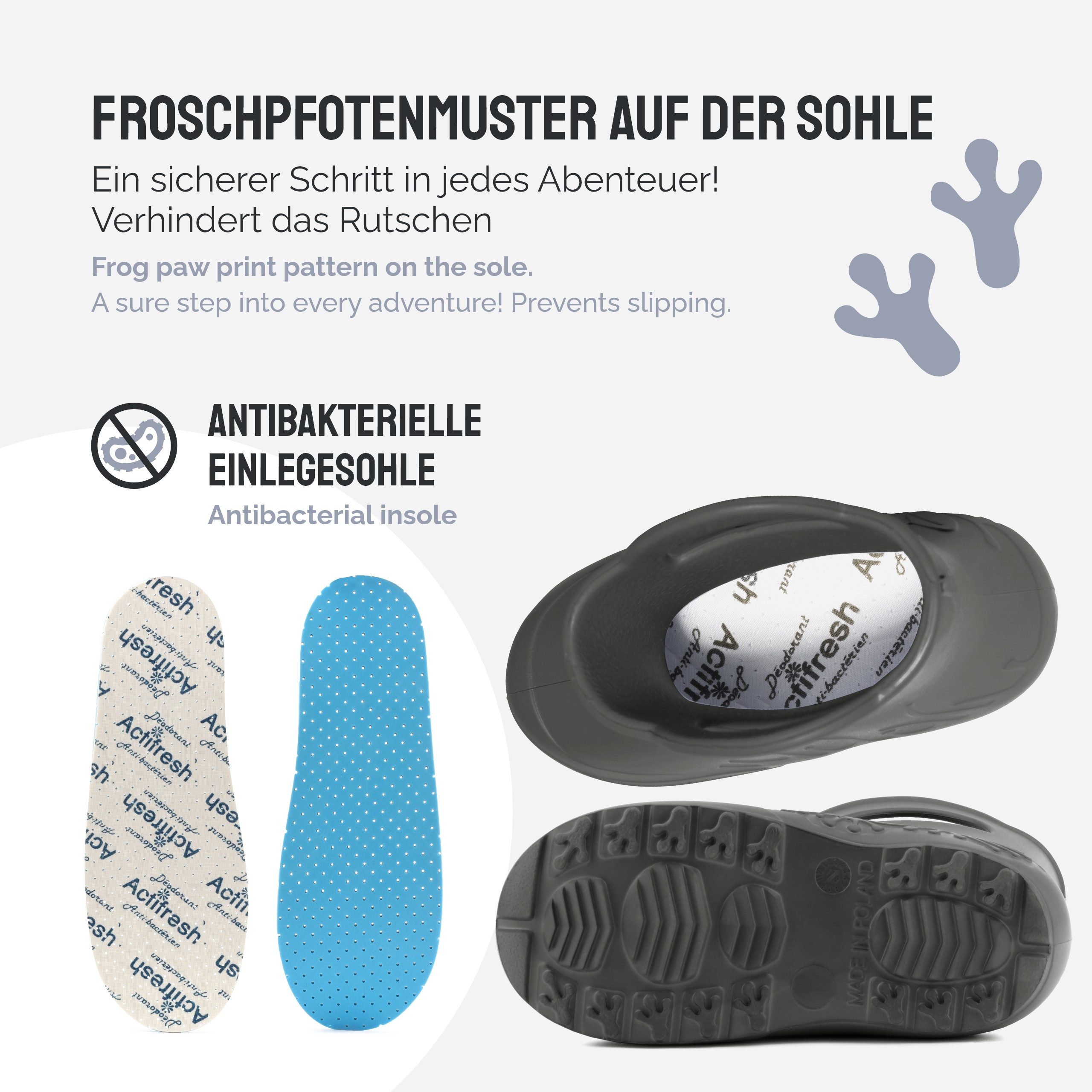 Ladeheid EVA Regenschuhe für Frauen LA-CA-09 Gummistiefel Damen federleichte Gartenschuhe mit Griffen