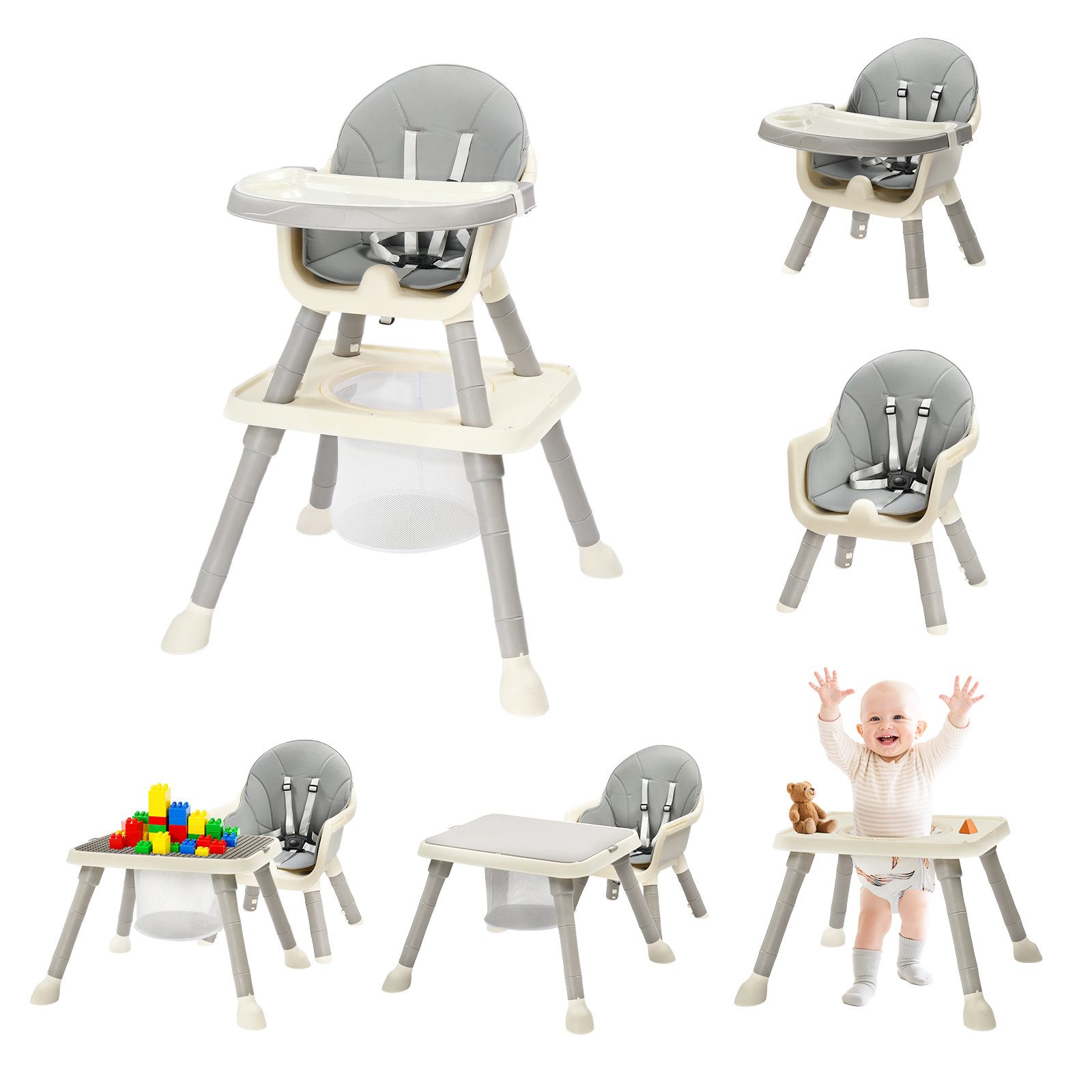 VINGLI Hochstuhl Baby ab 6 Monate für Essen und Badewanne, Multifunktionaler Babystuhl