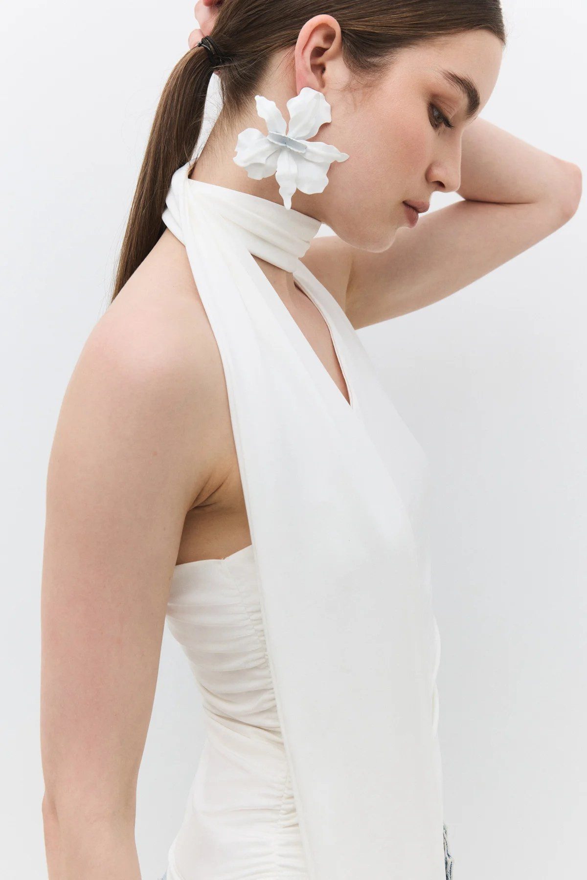 No Matter What Blusentop Basic-Bluse mit einem Träger und Schal-Detail