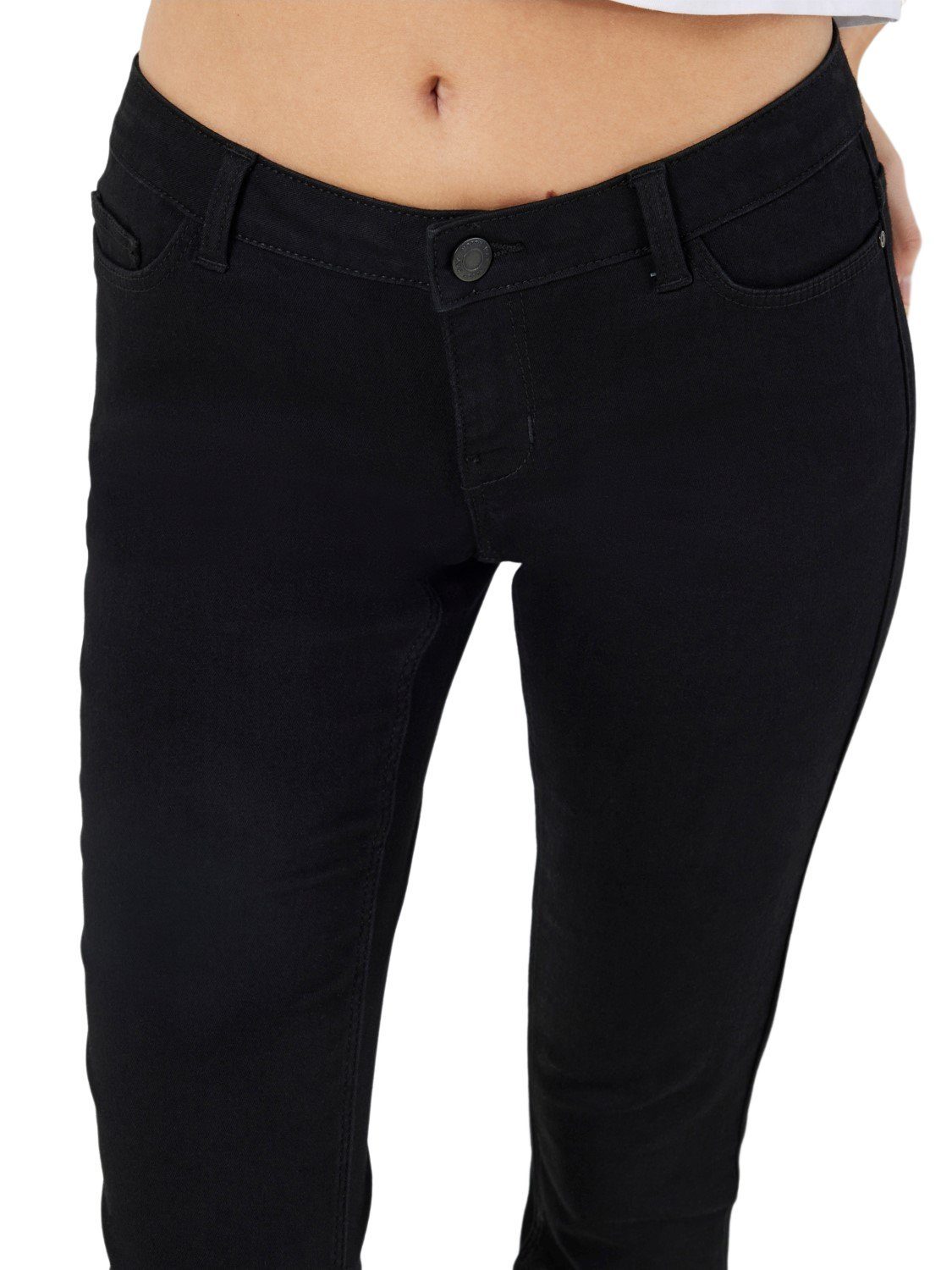 Noisy May Damen Skinny Jeans NMBILLIE NW – Slim Fit, Seitliche Schlitze, Gerippte Bündchen