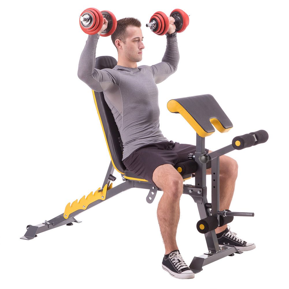 HMS Premium Hantelbank Trainingsbank 4 in 1, (Spar-Set, 1-tlg., Homegym), perfekt für effektive Workouts zu Hause mit Lang- und Kurzhanteln
