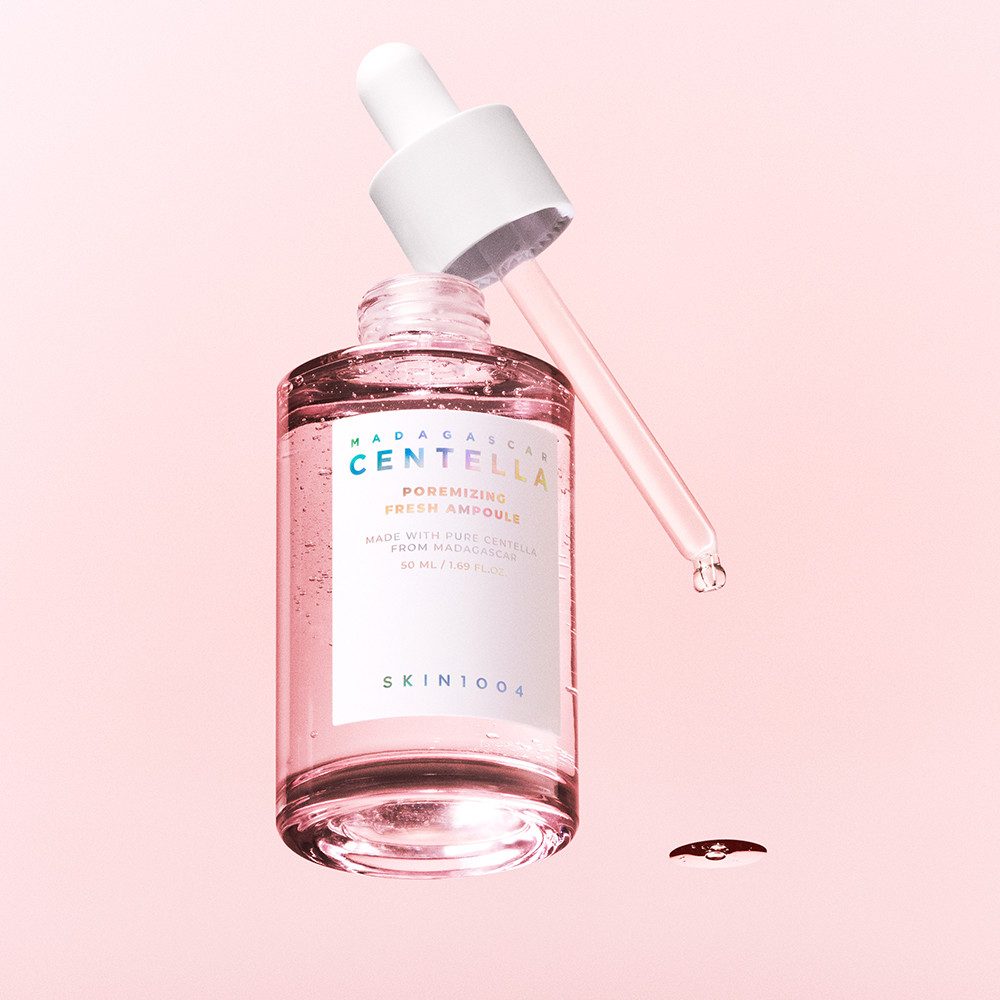 SKIN1004 Gesichtsserum MADAGASCAR CENTELLA POREMIZING FRESH AMPOULE, für großporige, empfindliche Haut, verfeinert Poren und beruhigt
