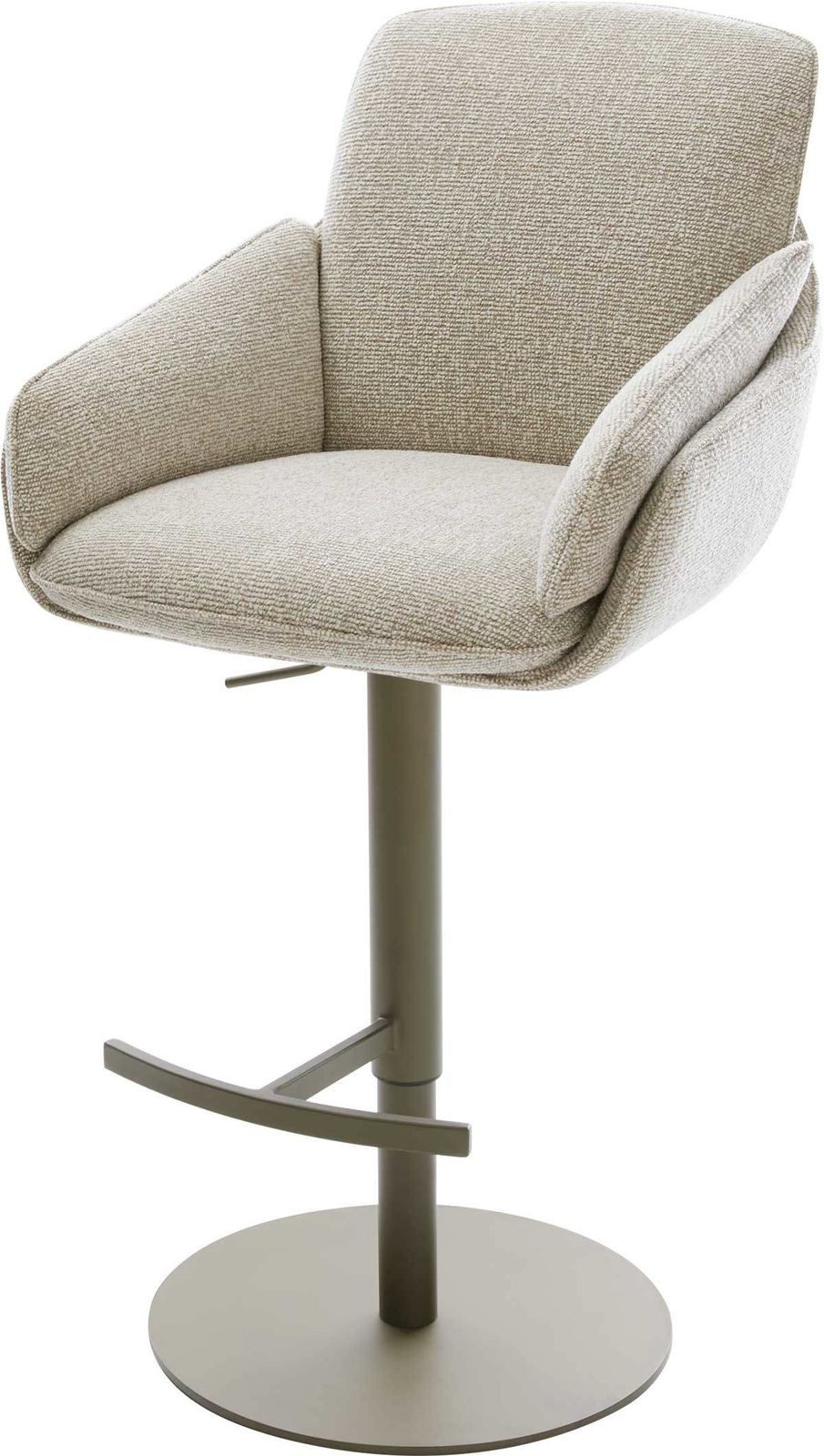 DELIFE Barhocker Luan-Flex, Drehfuß höhenverstellbar Metall Titanfarben Webstoff Soft Beige