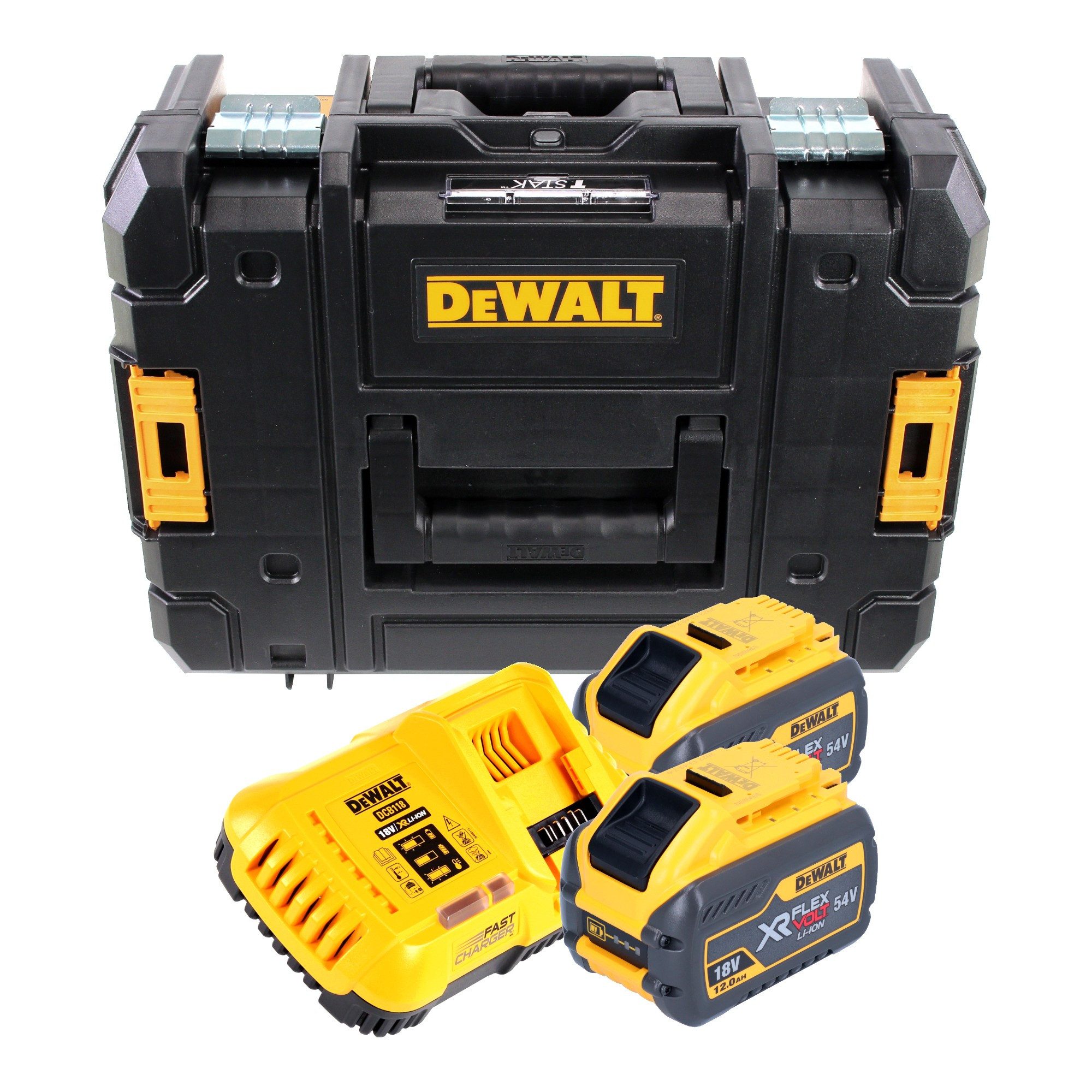 DeWalt DCB 118 Y2T Kit 18 V / 54 V Ladegerät 8 A + 2x DCB 548 12 Ah + TSTAK Akkupacks