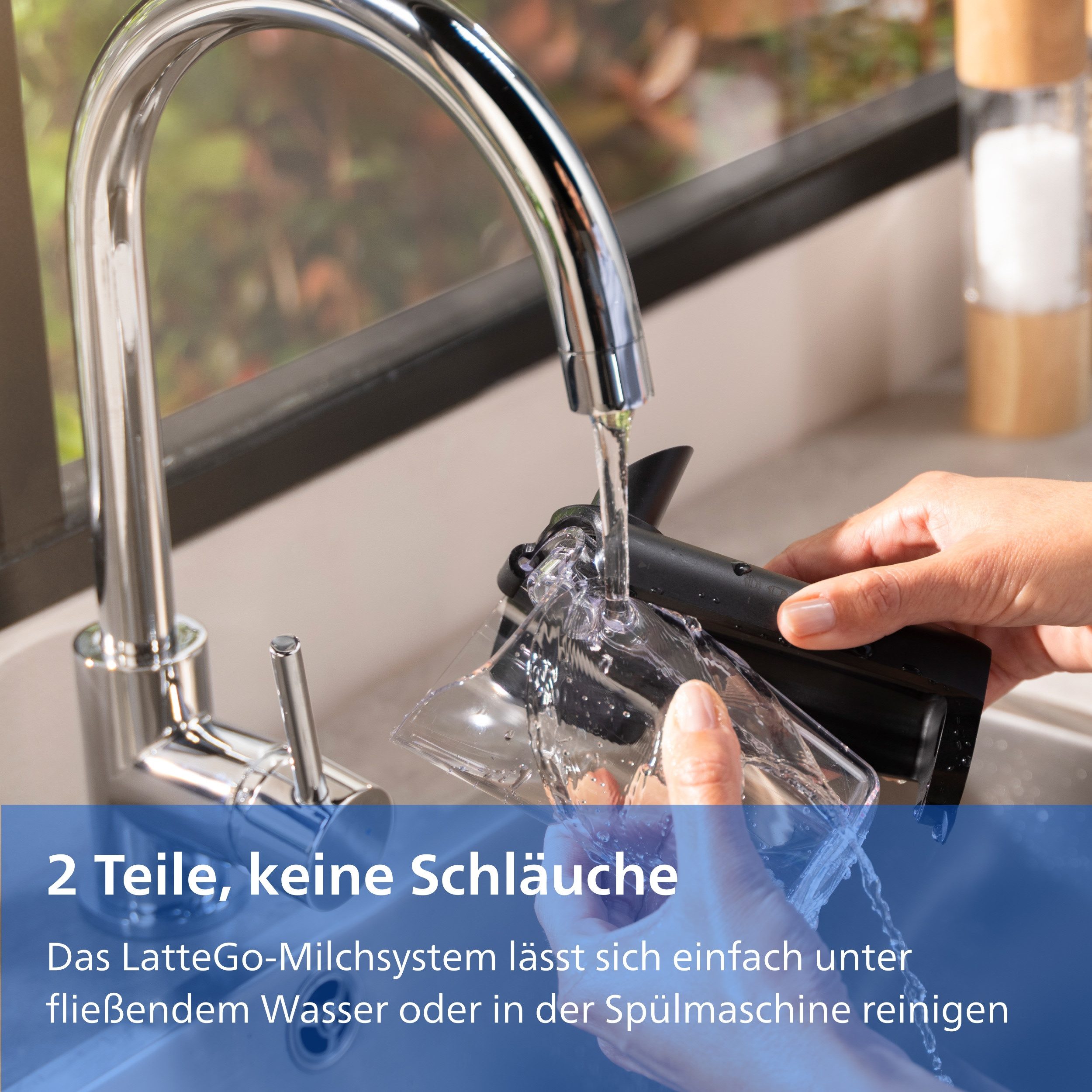 Philips Milchbehälter CA6708/20 LatteGo, 2-teiliges Milchsystem ohne Schläuche, Zubehör für Philips Kaffeevollautomaten: EP2X3X; EP3X4X; EP4X4X; EP5X5X, spülmaschinenfest, leicht zu reinigen
