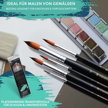 CreaTek Malpinsel Rundpinsel Set - in 9 Größen, perfekt für Acryl & Aquarellmalerei, (9 St), inkl. 7 Std Acryl Videokurs
