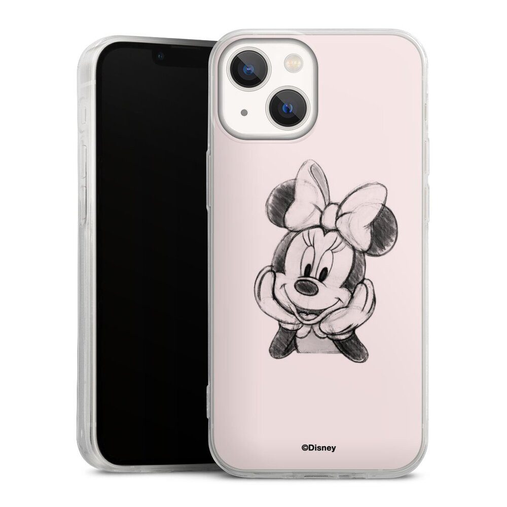 DeinDesign Handyhülle Minnie Mouse Offizielles Lizenzprodukt Disney Minnie Posing Sitting, Apple iPhone 13 Mini Slim Case Silikon Hülle Ultra Dünn Schutzhülle