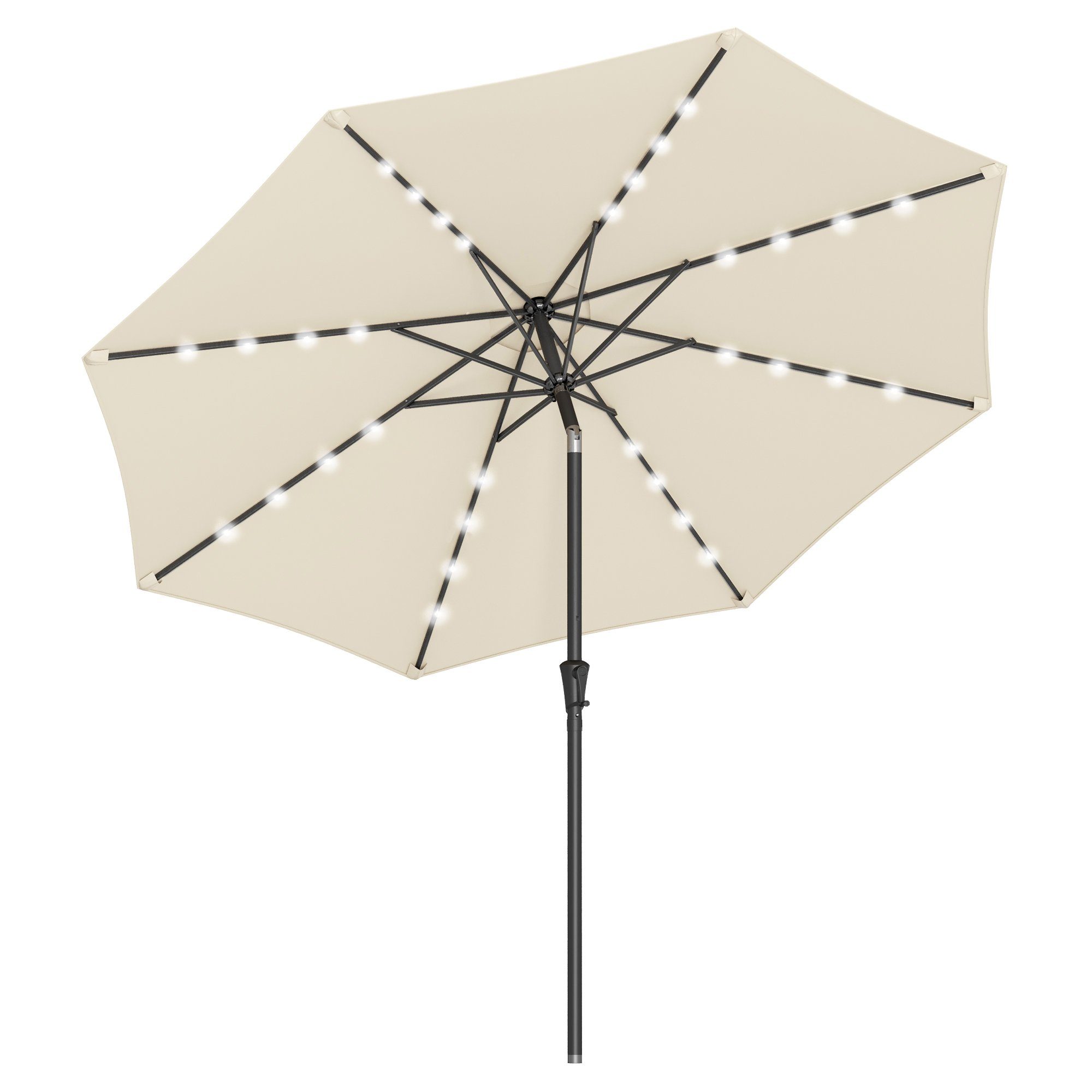 SONGMICS Sonnenschirm, ∅300cm,mit LED-Solar-Beleuchtung,UPF50+,ohne Ständer günstig online kaufen