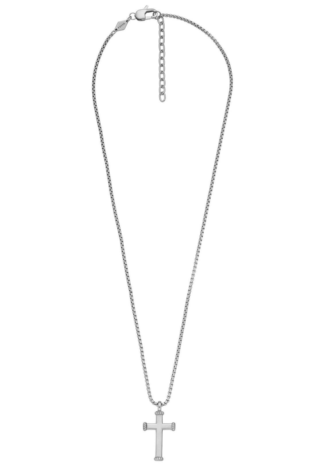 Fossil Kette mit Anhänger Schmuck Geschenk Edelstahl Halskette JEWELRY Kreuz
