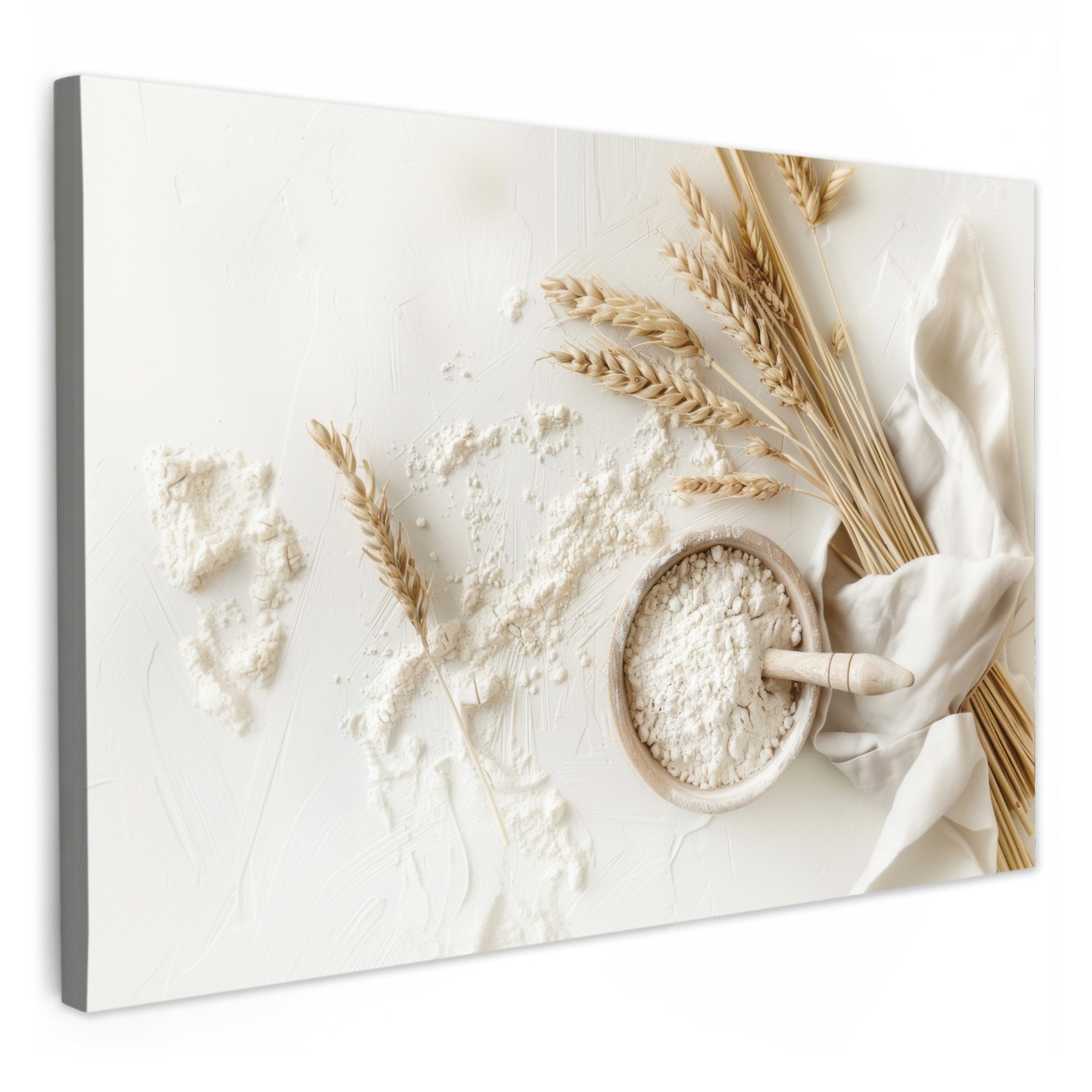 OneMillionCanvasses® Leinwandbild Blume - Holz - Weizen - Küche, Fotodruck (1 St), Küchenbilder Modern, Deko Bilder für die Küche 30x20 cm