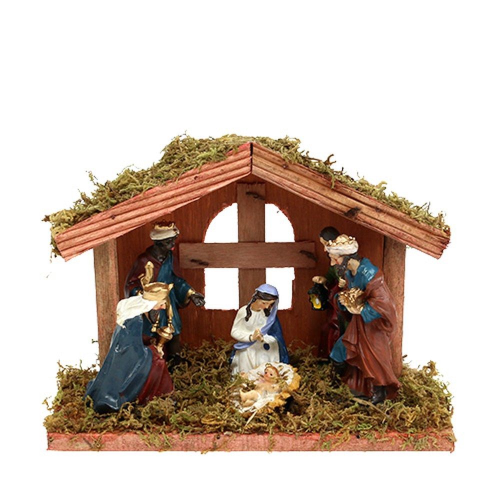Kaemingk Weihnachtsmann Weihnachtskrippe Deko-Klassiker handbemalt 20x9x14cm Holz &