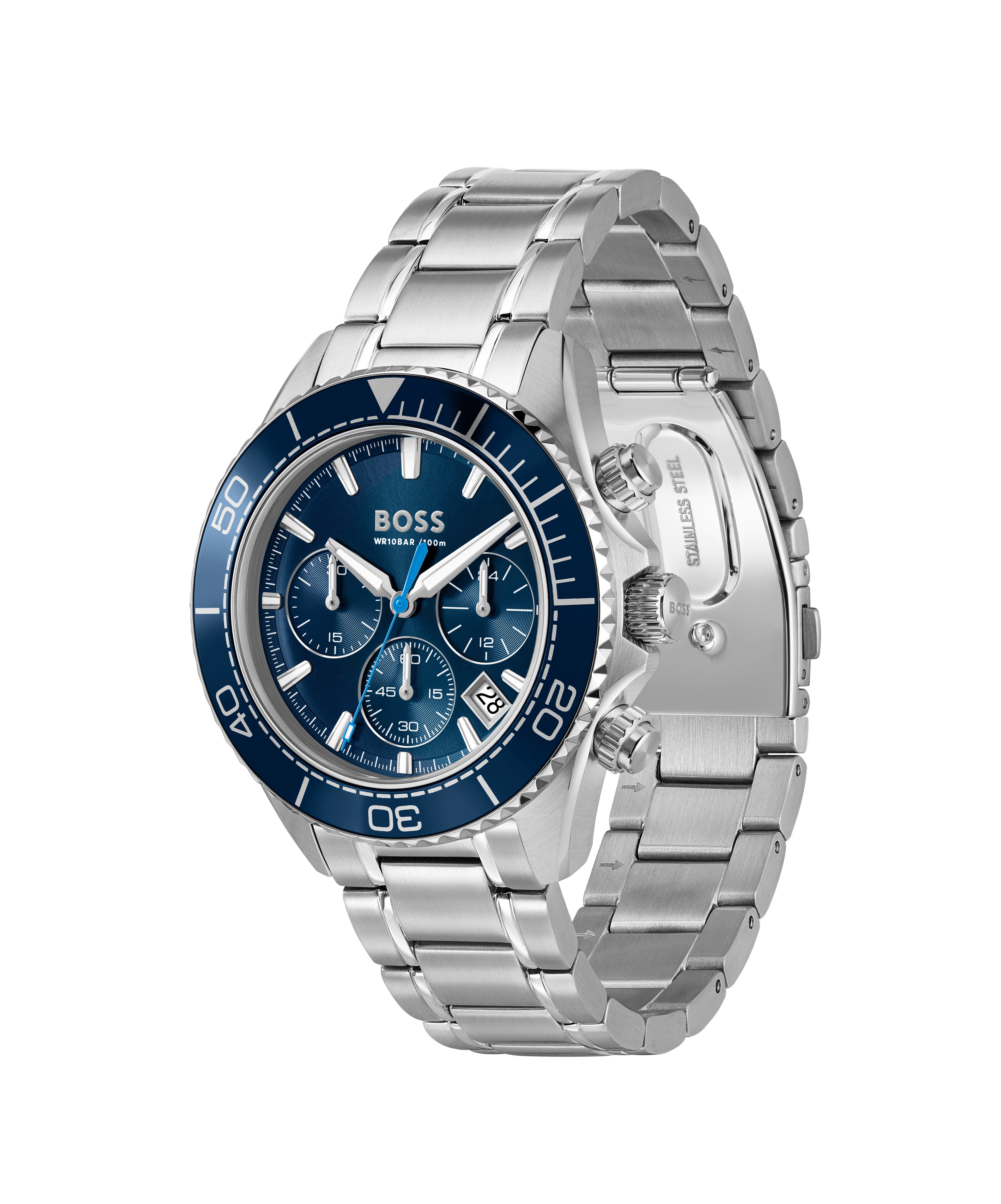 BOSS Chronograph SEALINER 1514322, Quarzuhr, Armbanduhr, Herrenuhr, Edelstahlarmband, analog, Tag