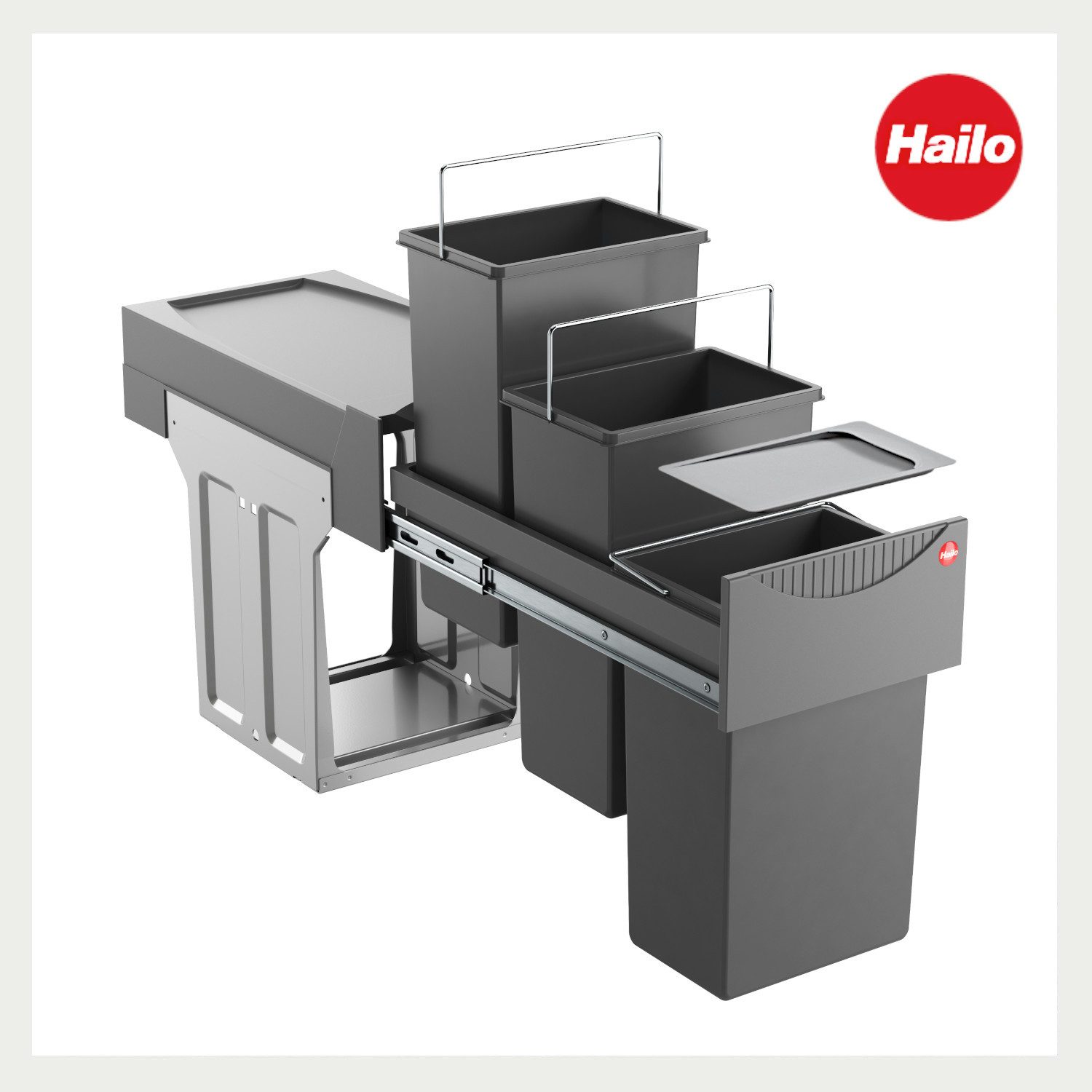 Hailo Einbaumülleimer Hailo Abfallsammler 3666132 TZ Swing Terzett 3x 10 Liter mit Biodeckel