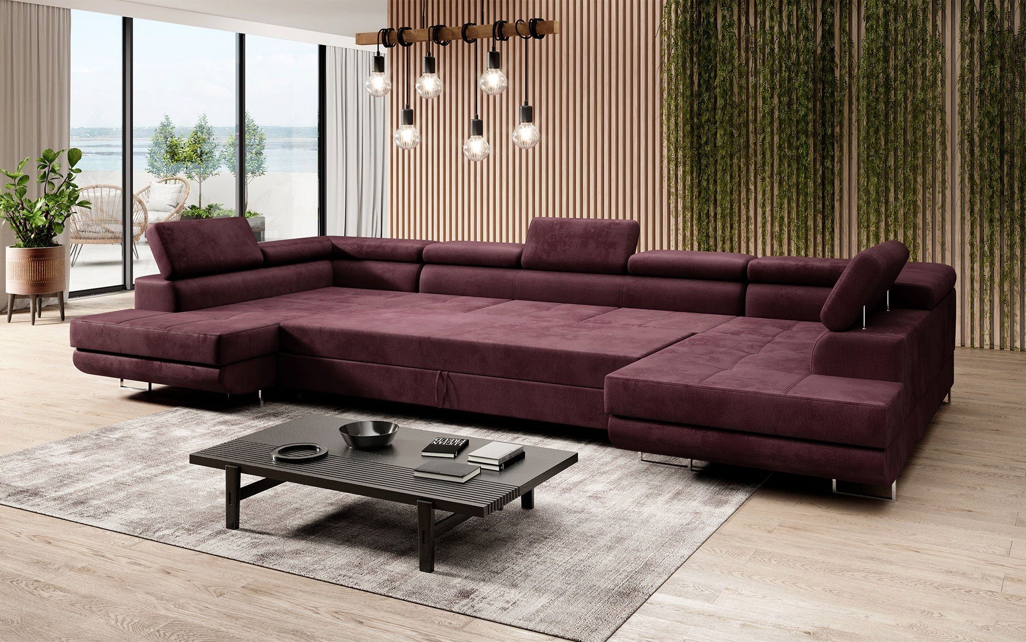 Baidani Sofa Taormina in Samt, mit Stauraum und Schlaffunktion