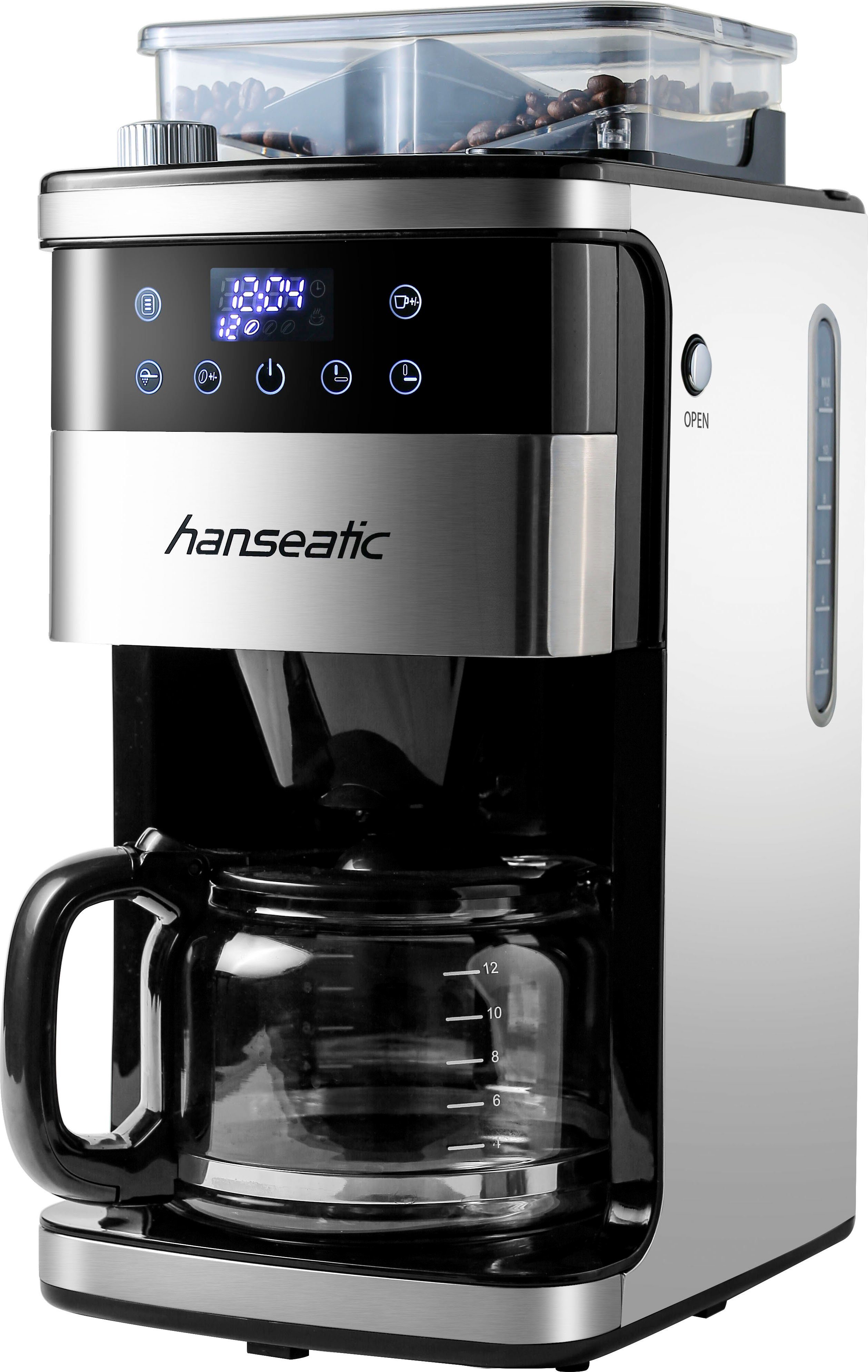Hanseatic Kaffeemaschine mit Mahlwerk HCMG105015SD, 1,5l Kaffeekanne, Papierfilter 1x4, inkl. 3 Jahre Herstellergarantie – Bild 4 von 5