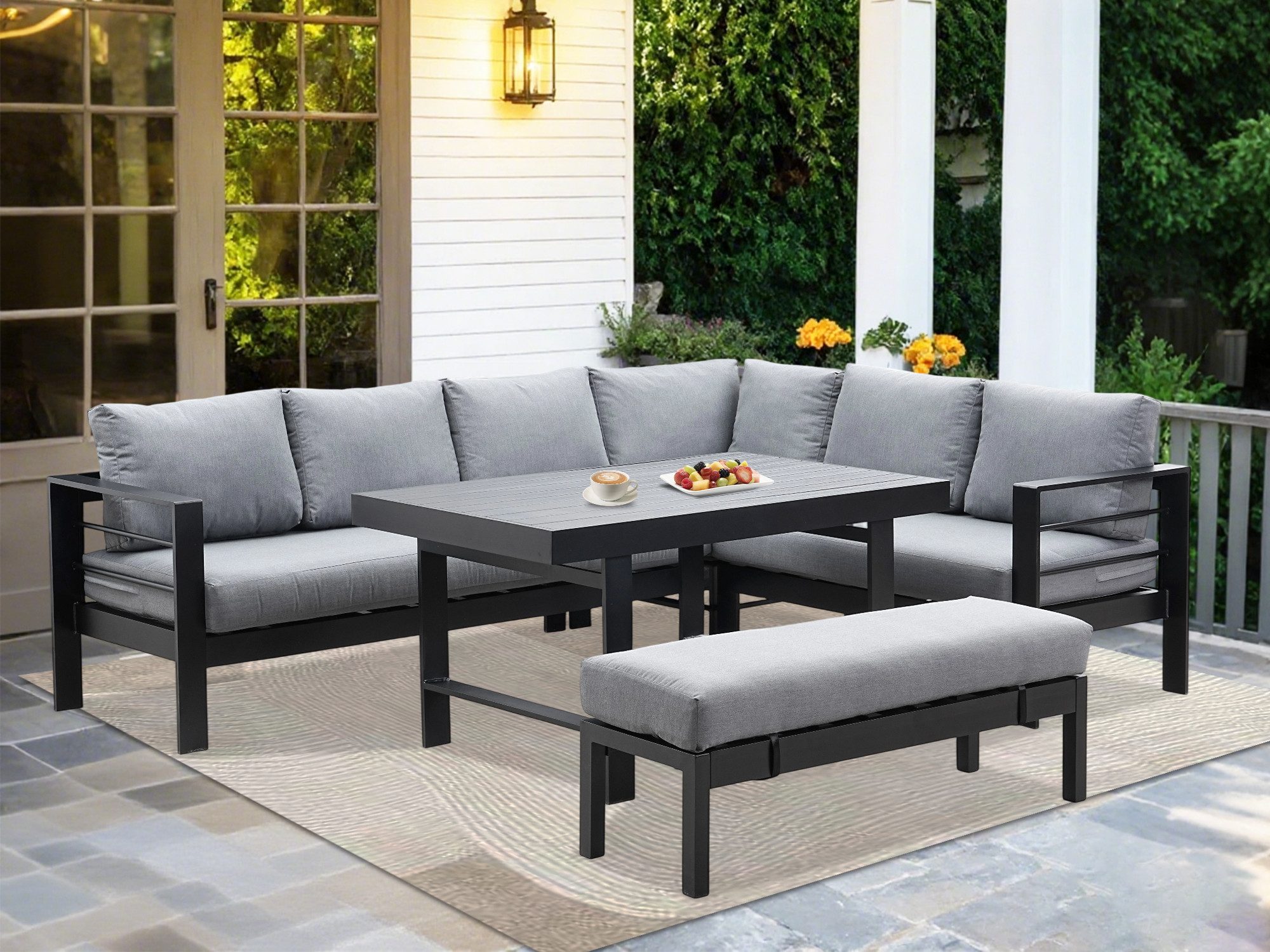 MeXo Gartenlounge-Set Modulares Gartenmöbel-Set aus Aluminium für 6-8 Perso günstig online kaufen