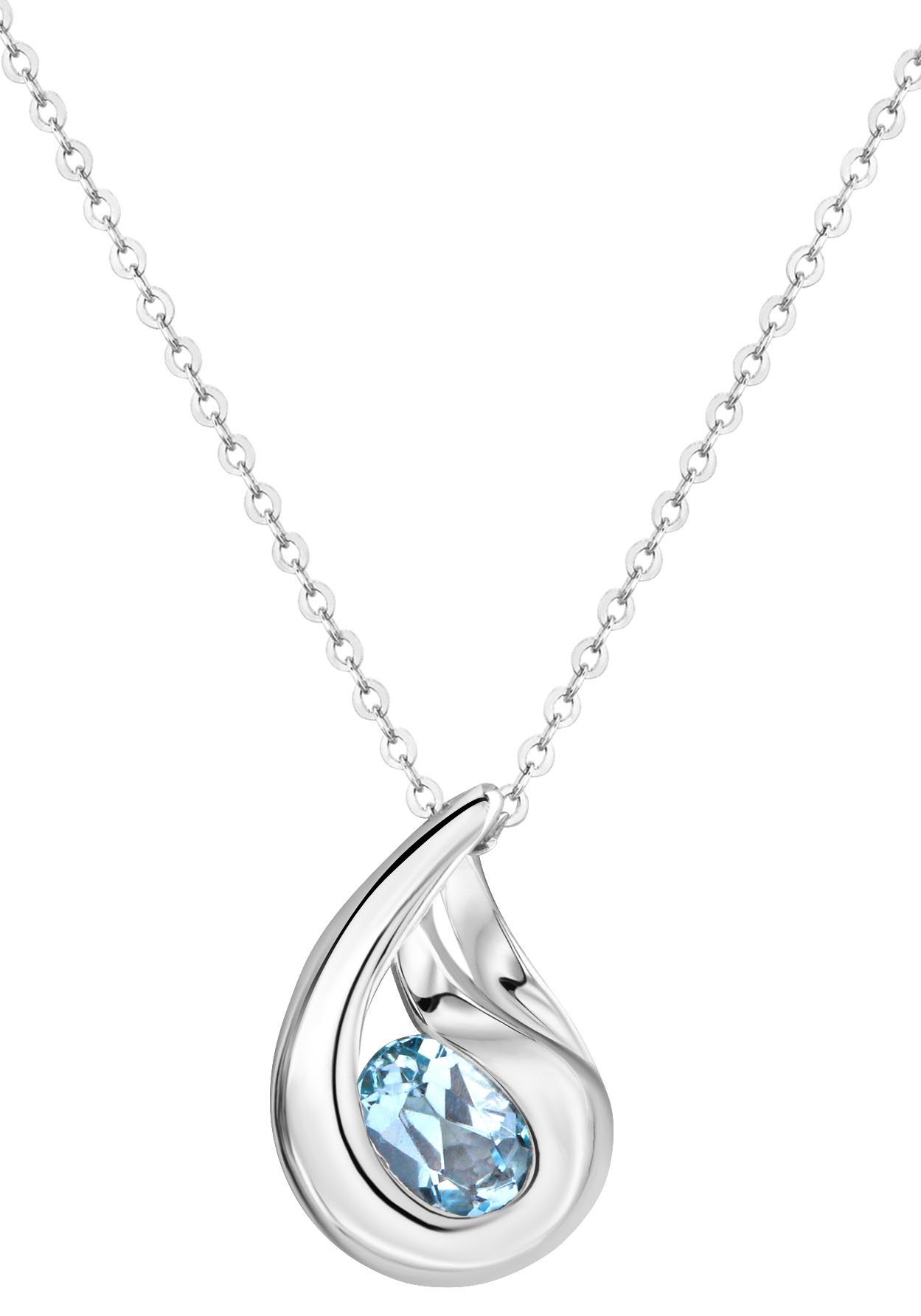 Firetti Kette mit Anhänger Schmuck Geschenk Silber 925 Halsschmuck Halskette Ankerkette Tropfen, mit Blautopas (beh)