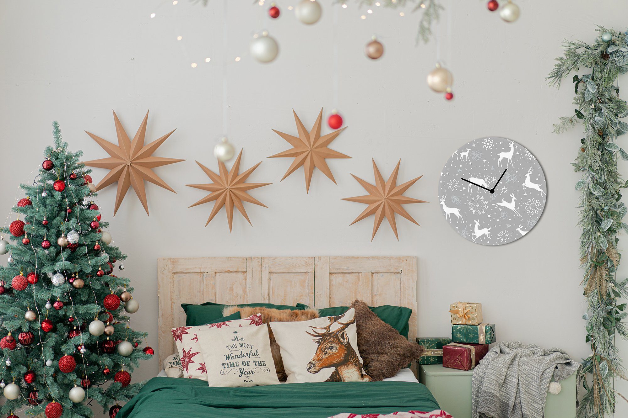 queence Wanduhr X-Mas Wanddeko Weihnachten Uhren Wanddeko